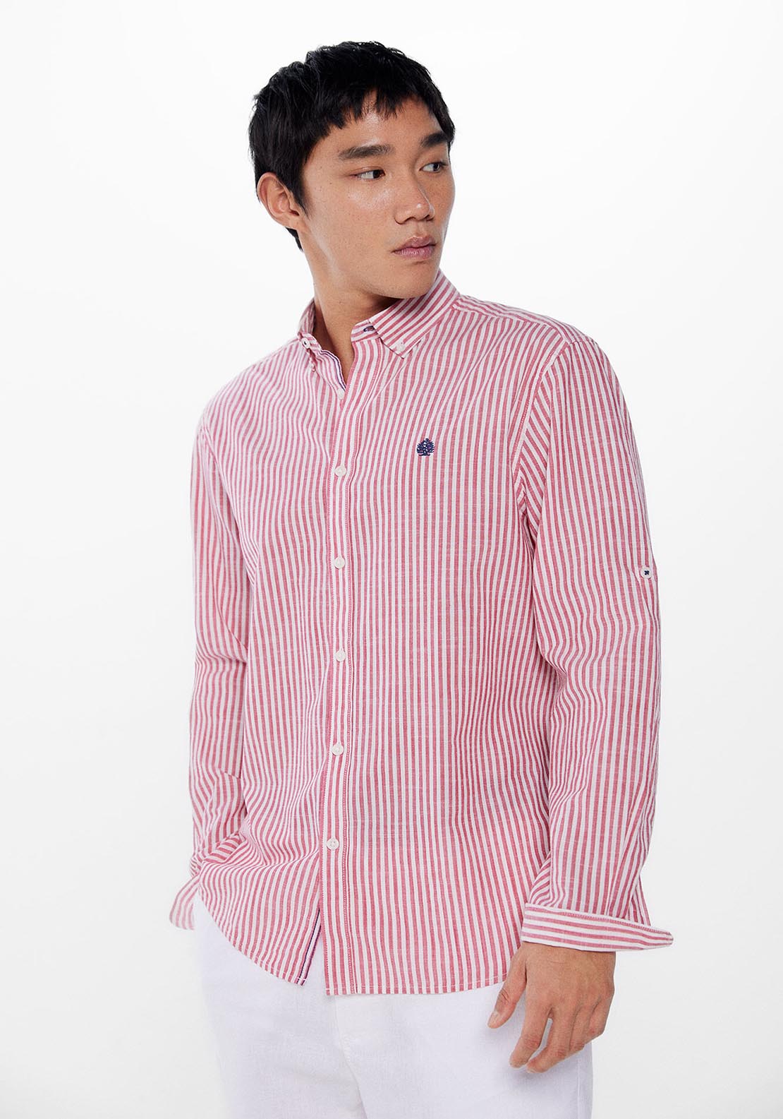 Springfield Long Sleeve Stripe Shirt - Red 1 Shaws Department Stores