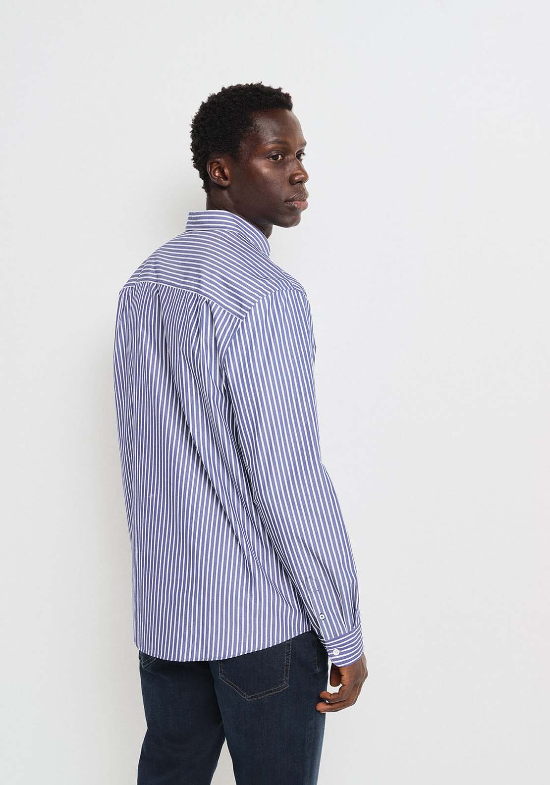 Springfield striped poplin shirt - Navy 3 Shaws Department Stores