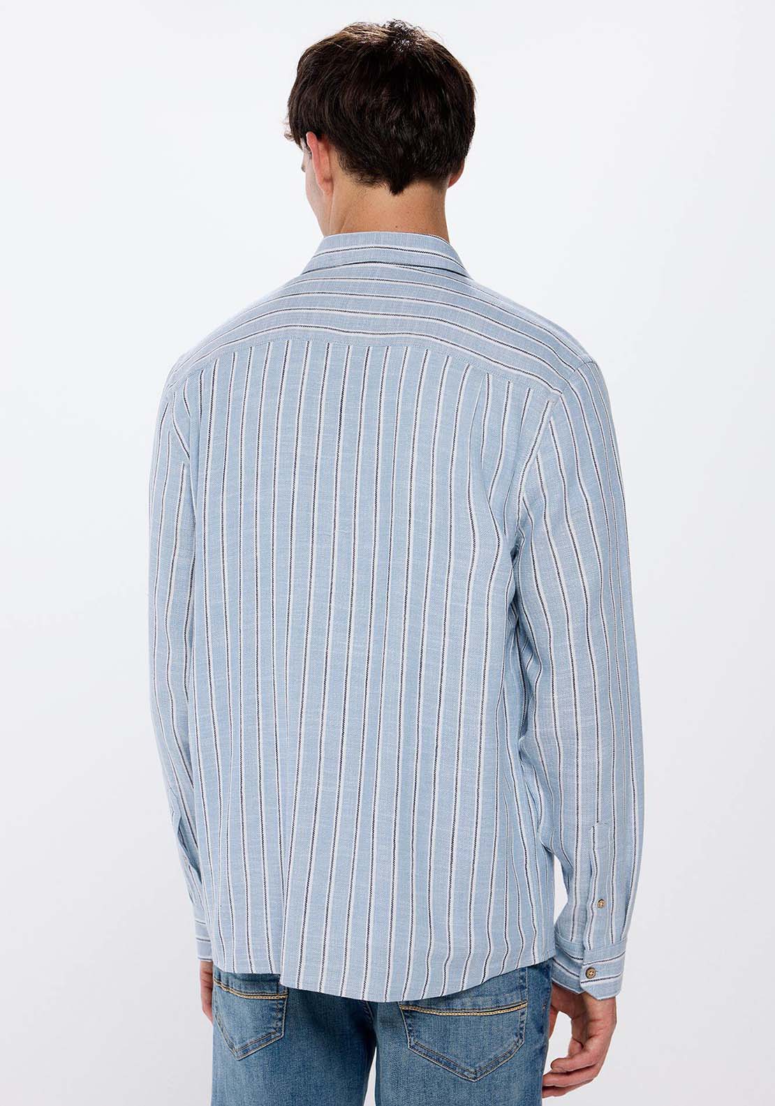 Springfield Rustic striped shirt - Blue 2 Shaws Department Stores