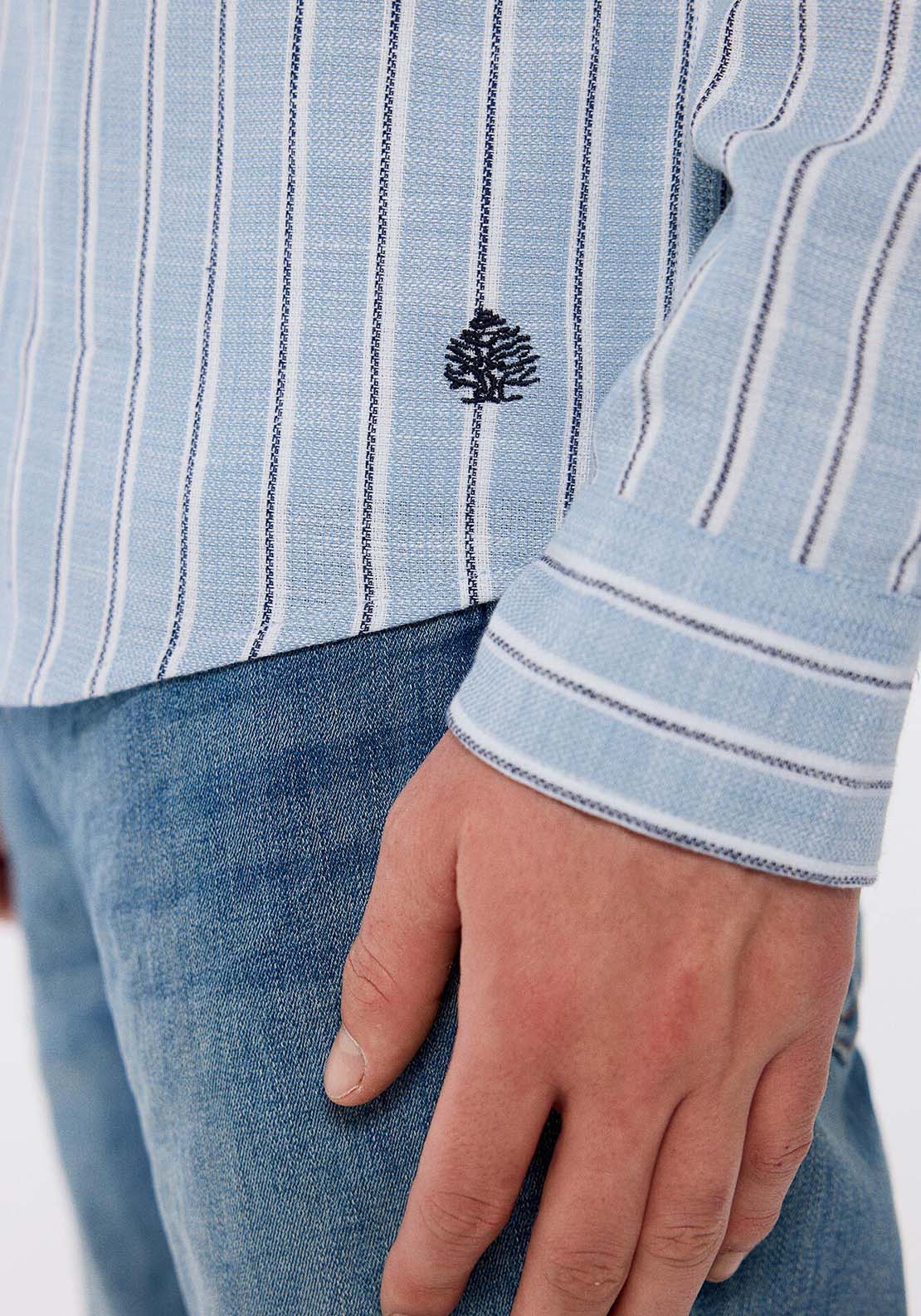 Springfield Rustic striped shirt - Blue 4 Shaws Department Stores