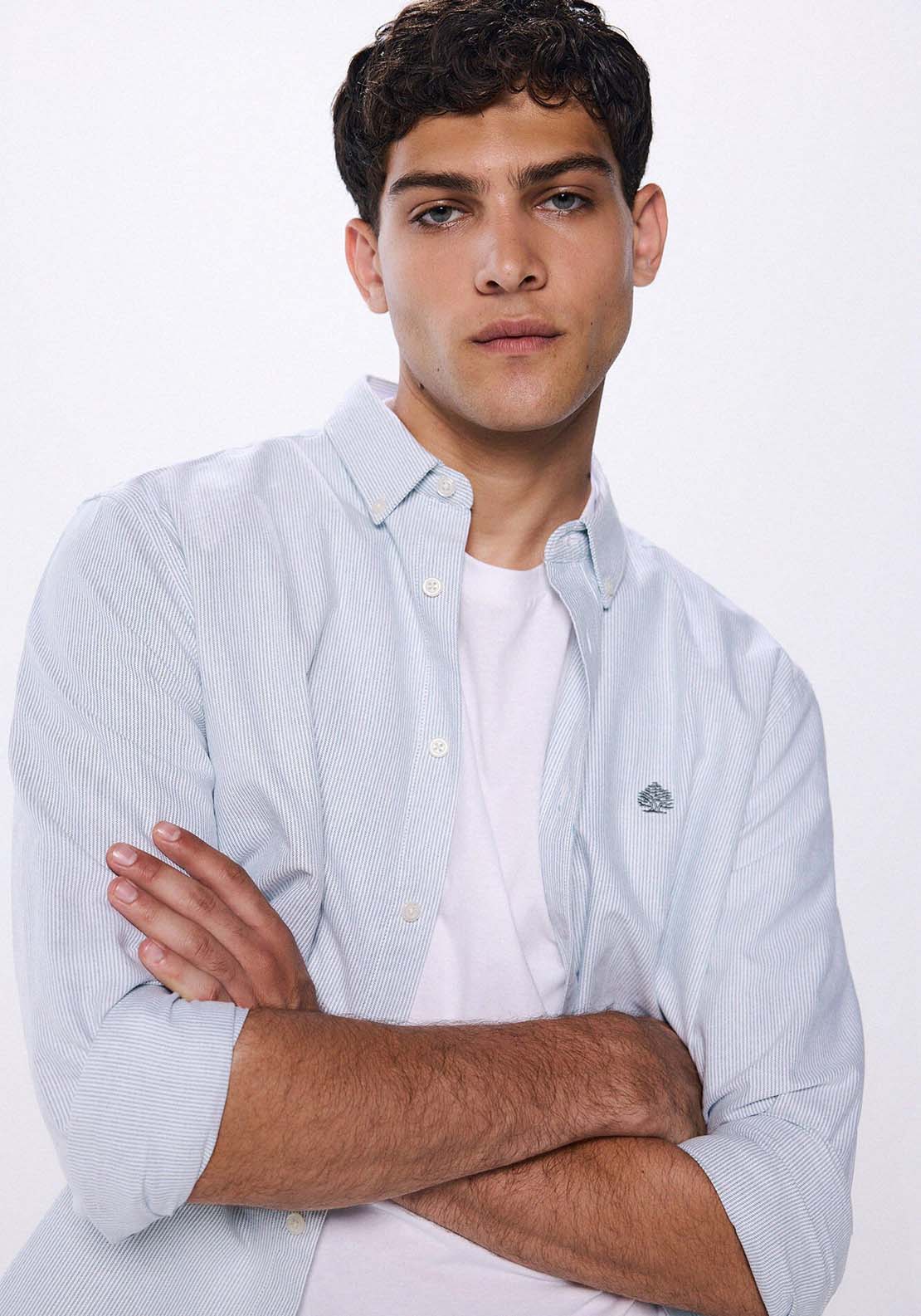 Springfield Striped Oxford shirt - Green 3 Shaws Department Stores