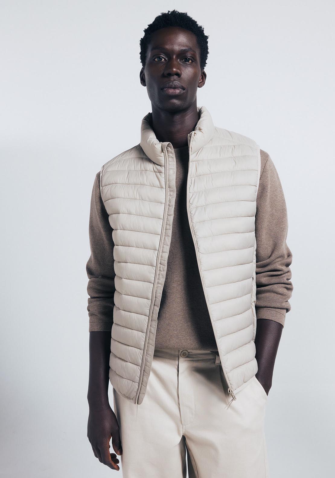 Quilted Gilet - Beige