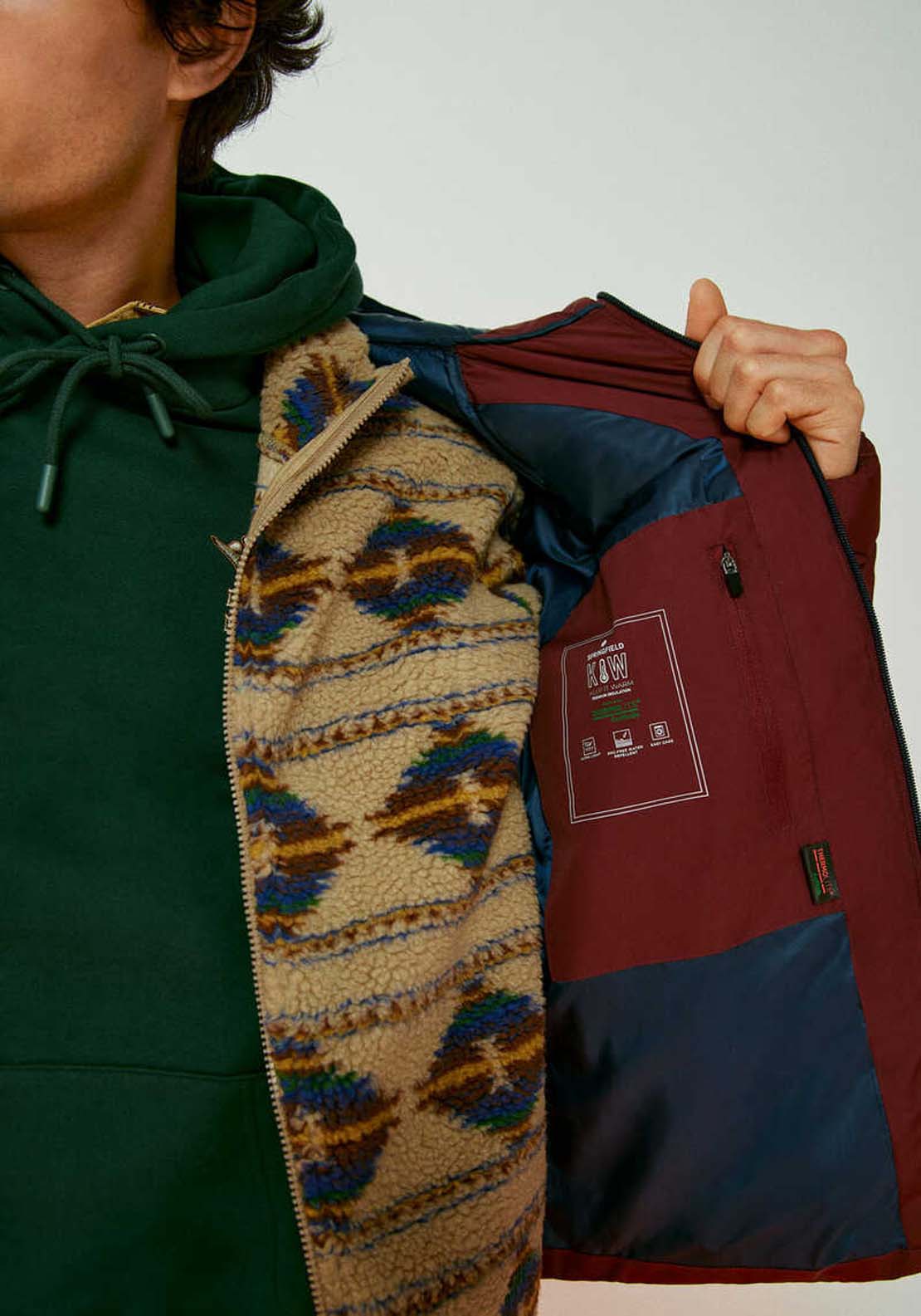Springfield Padded thermal jacket - Wine 3 Shaws Department Stores