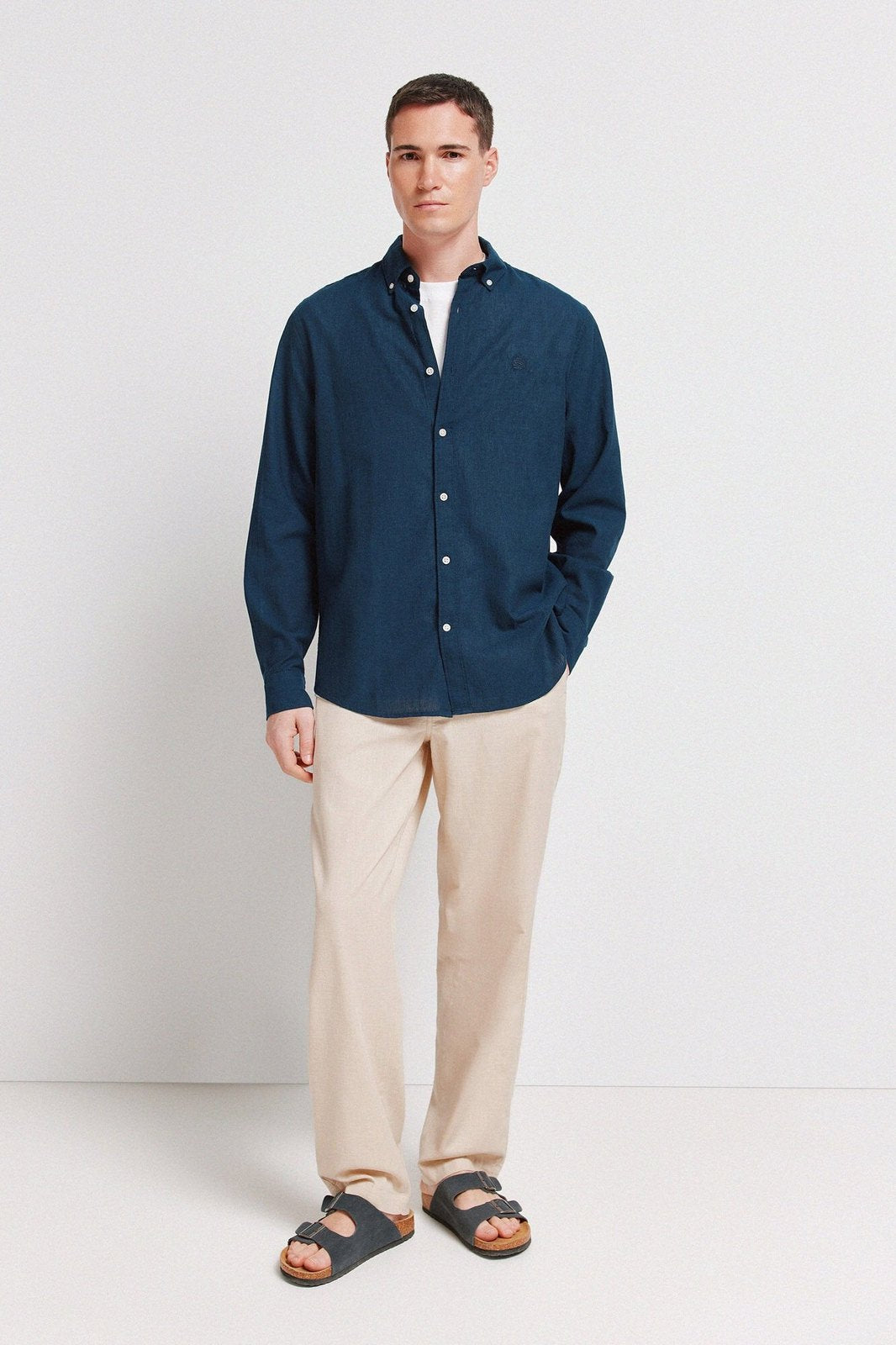 Cotton Linen Shirt - Blue