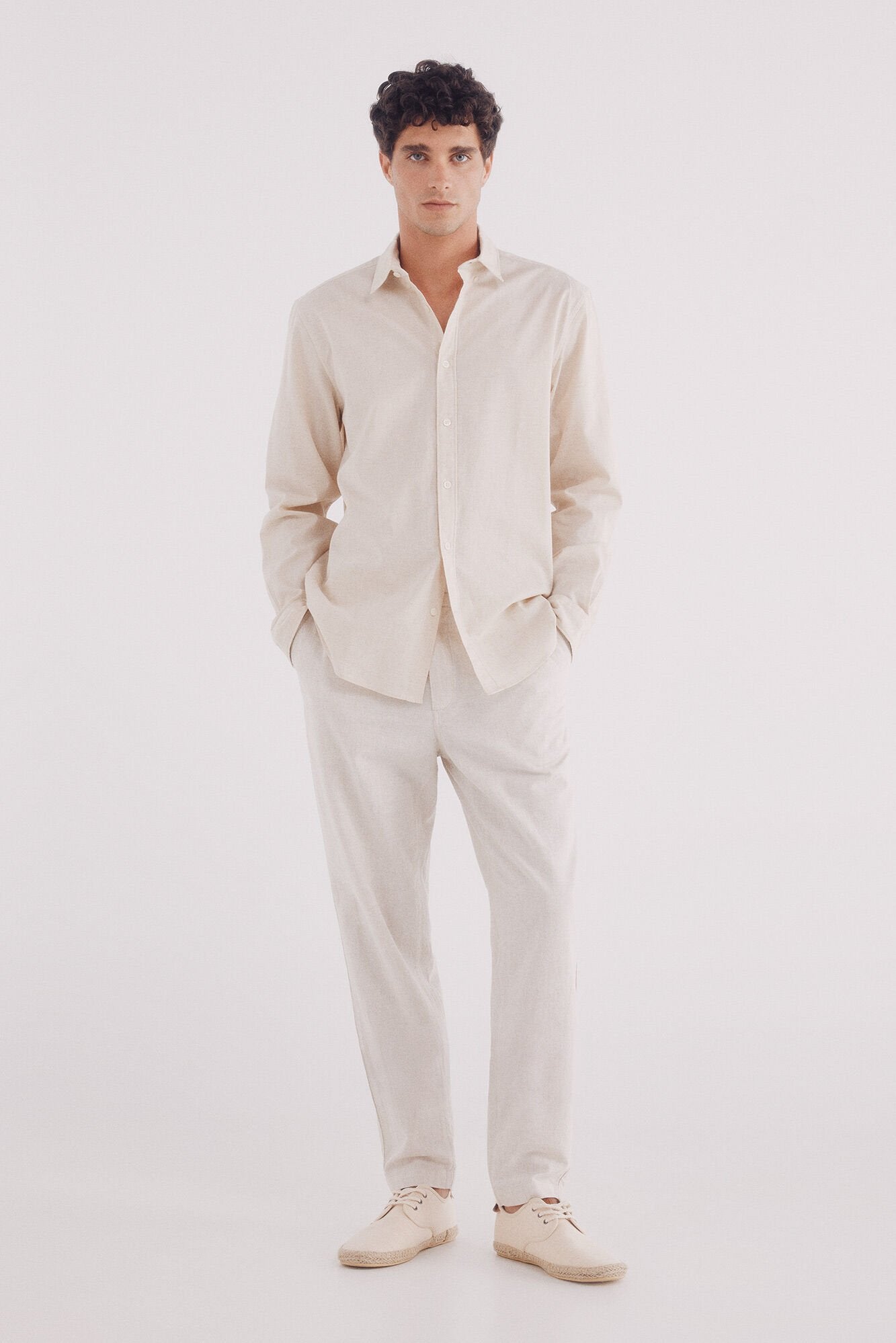 Springfield Linen shirt - Beige 2 Shaws Department Stores
