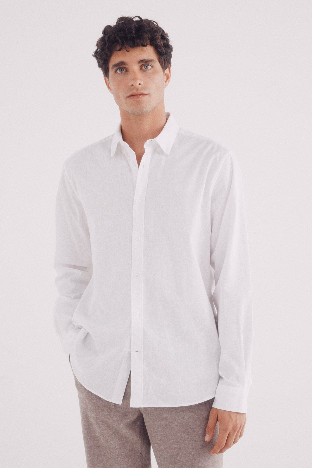 Springfield Linen shirt - White 1 Shaws Department Stores