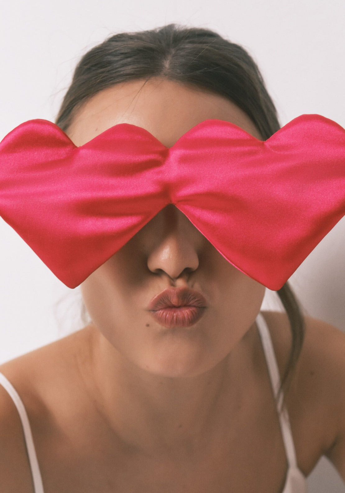 Heart Print Sleep Mask - Red