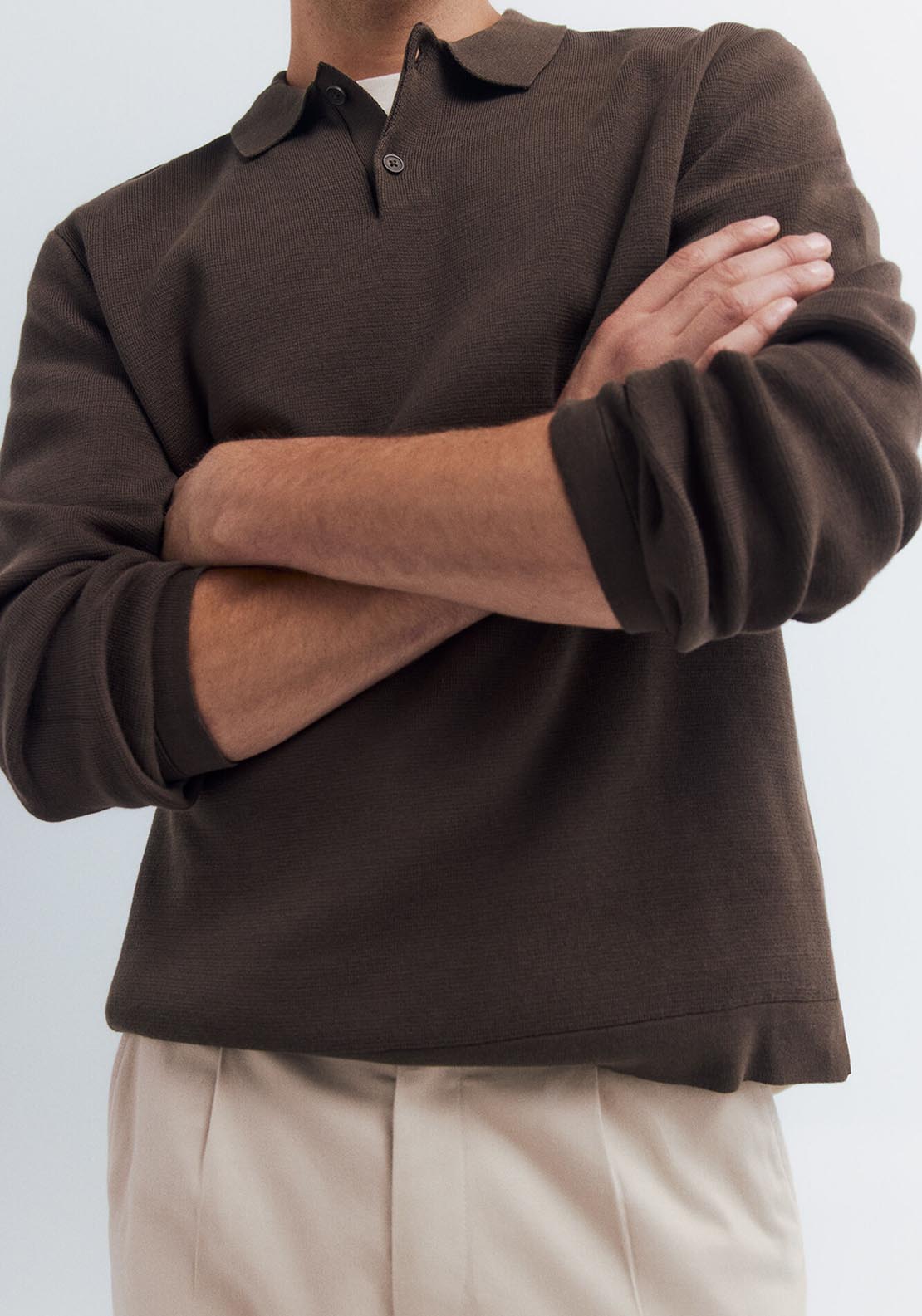Springfield Polo Shirt Neck Jumper - Brown 4 Shaws Department Stores