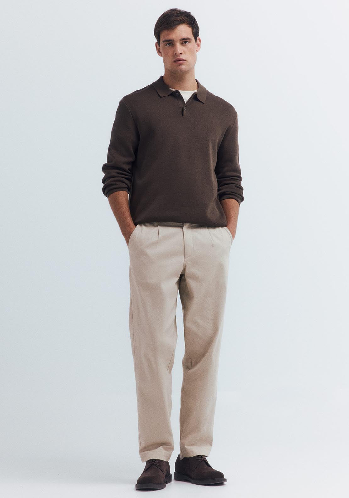 Springfield Polo Shirt Neck Jumper - Brown 5 Shaws Department Stores