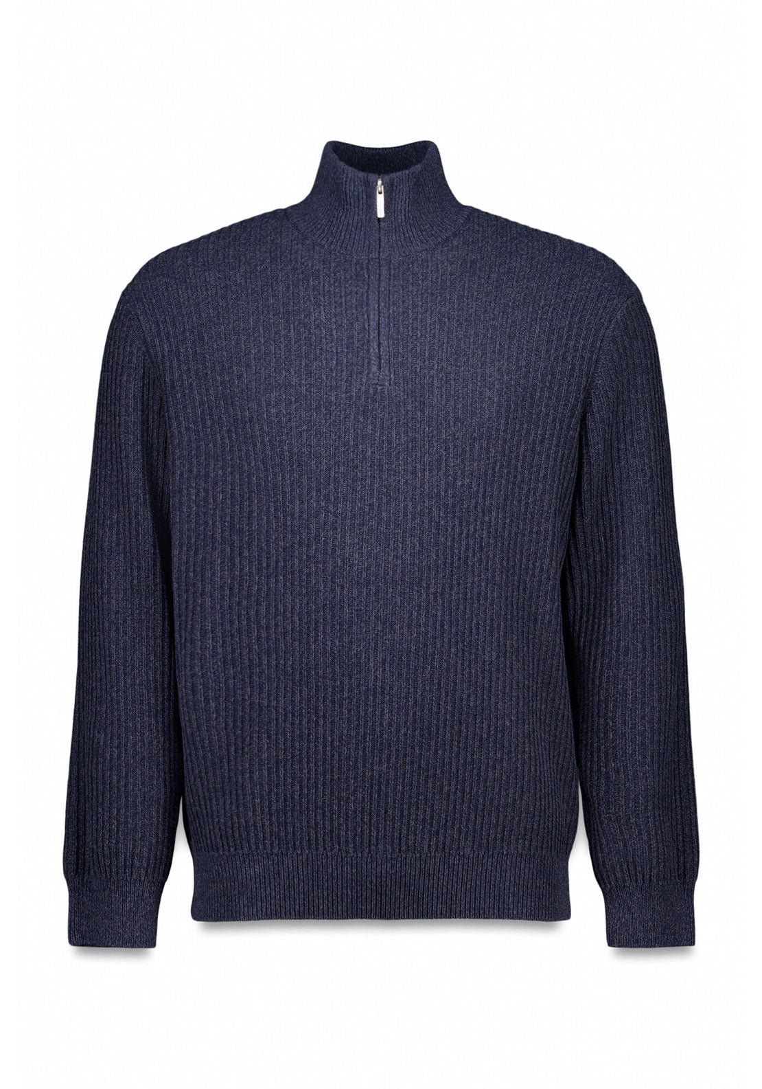 Springfield Ribbed Zip Fastening Jumper - Blue 6 Shaws Department Stores