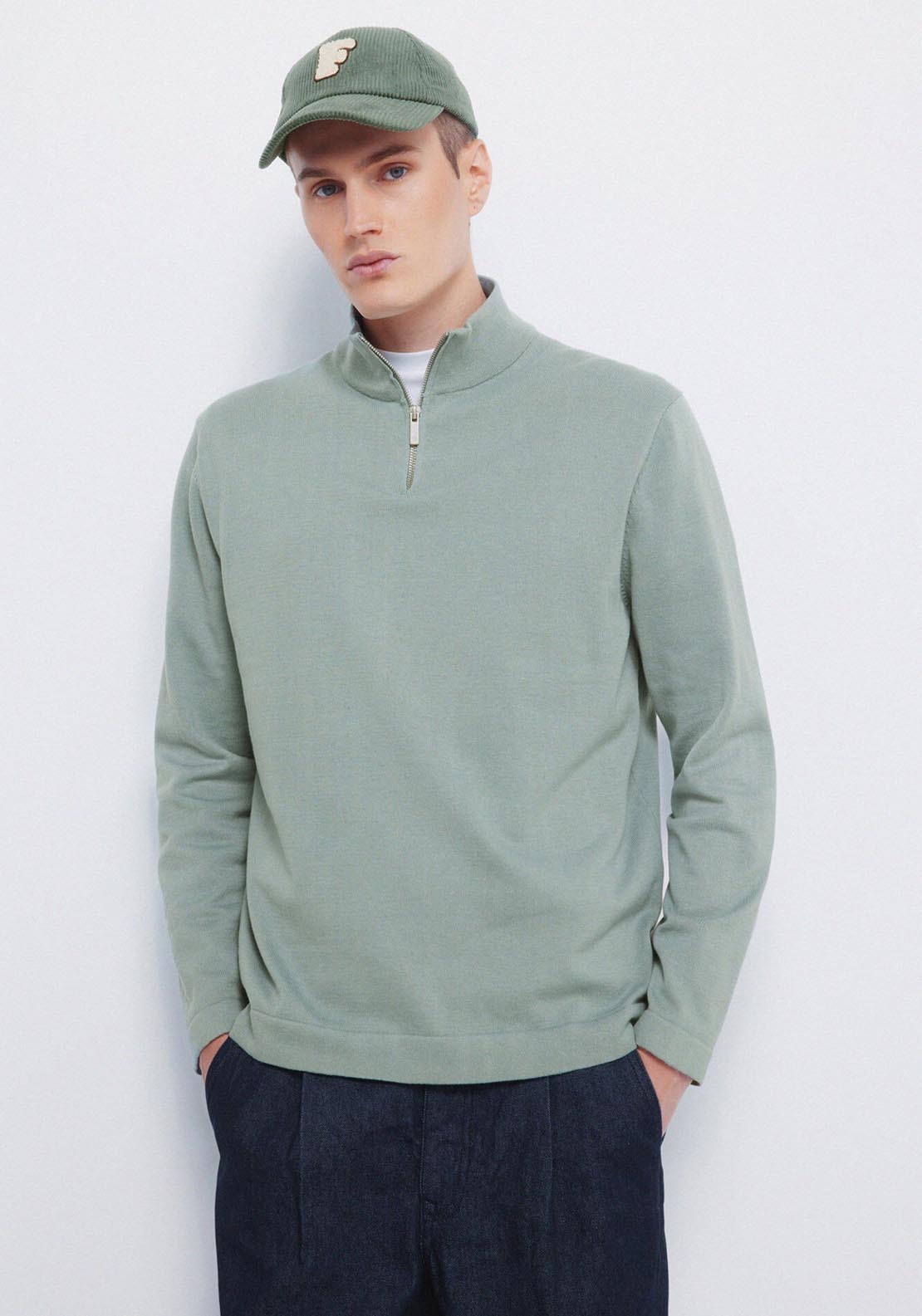 Springfield Milano Zip Jumper - Green 1 Shaws Department Stores