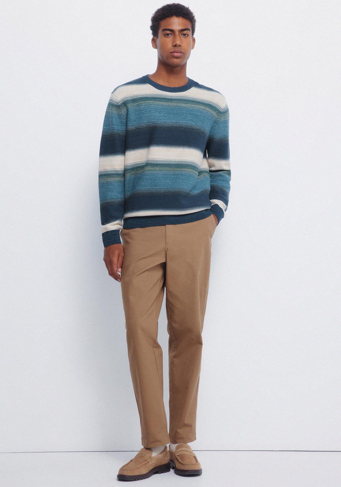 Multi Stripe Crew Neck - Blue