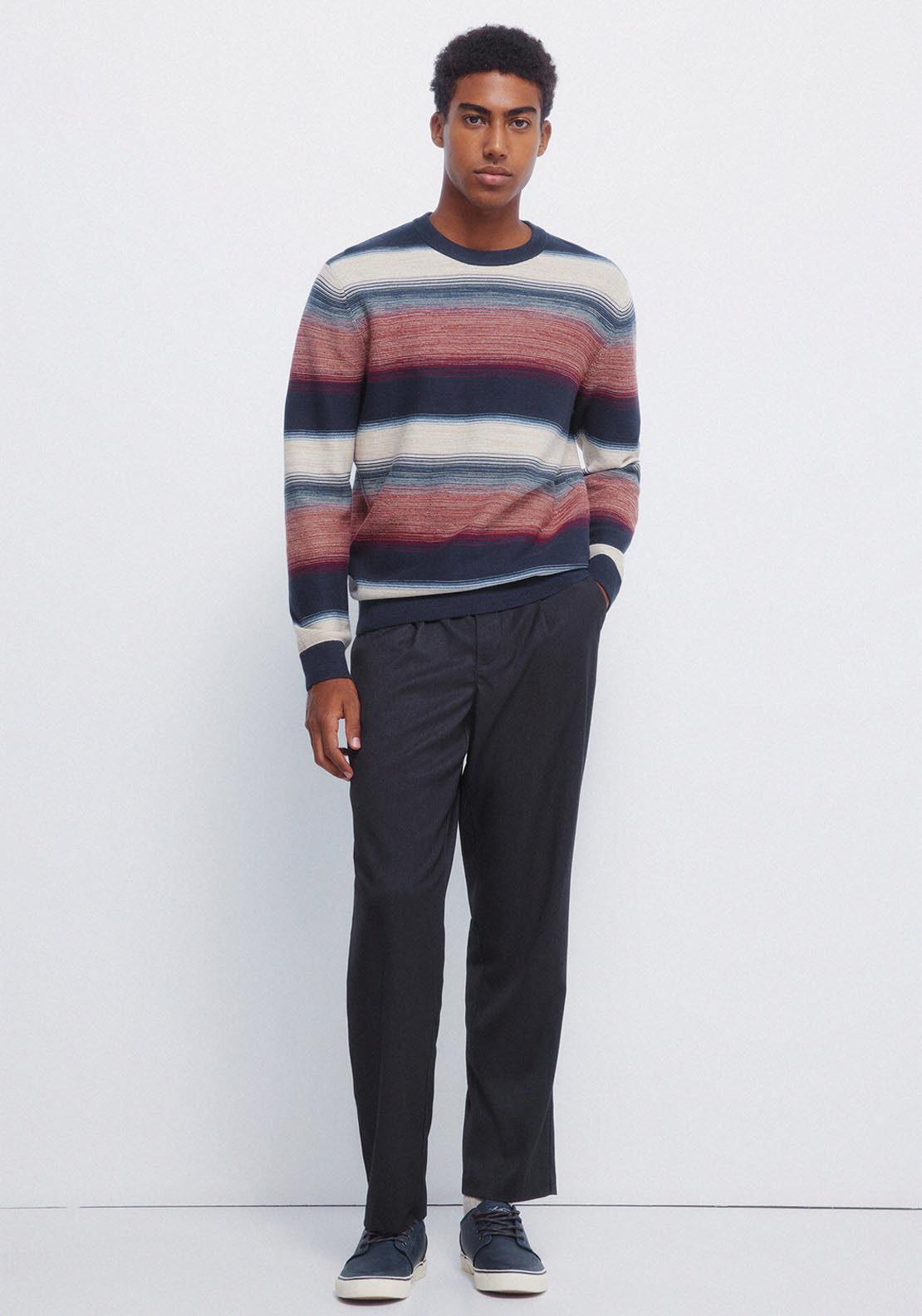 Multi Stripe Crew Neck - Orange
