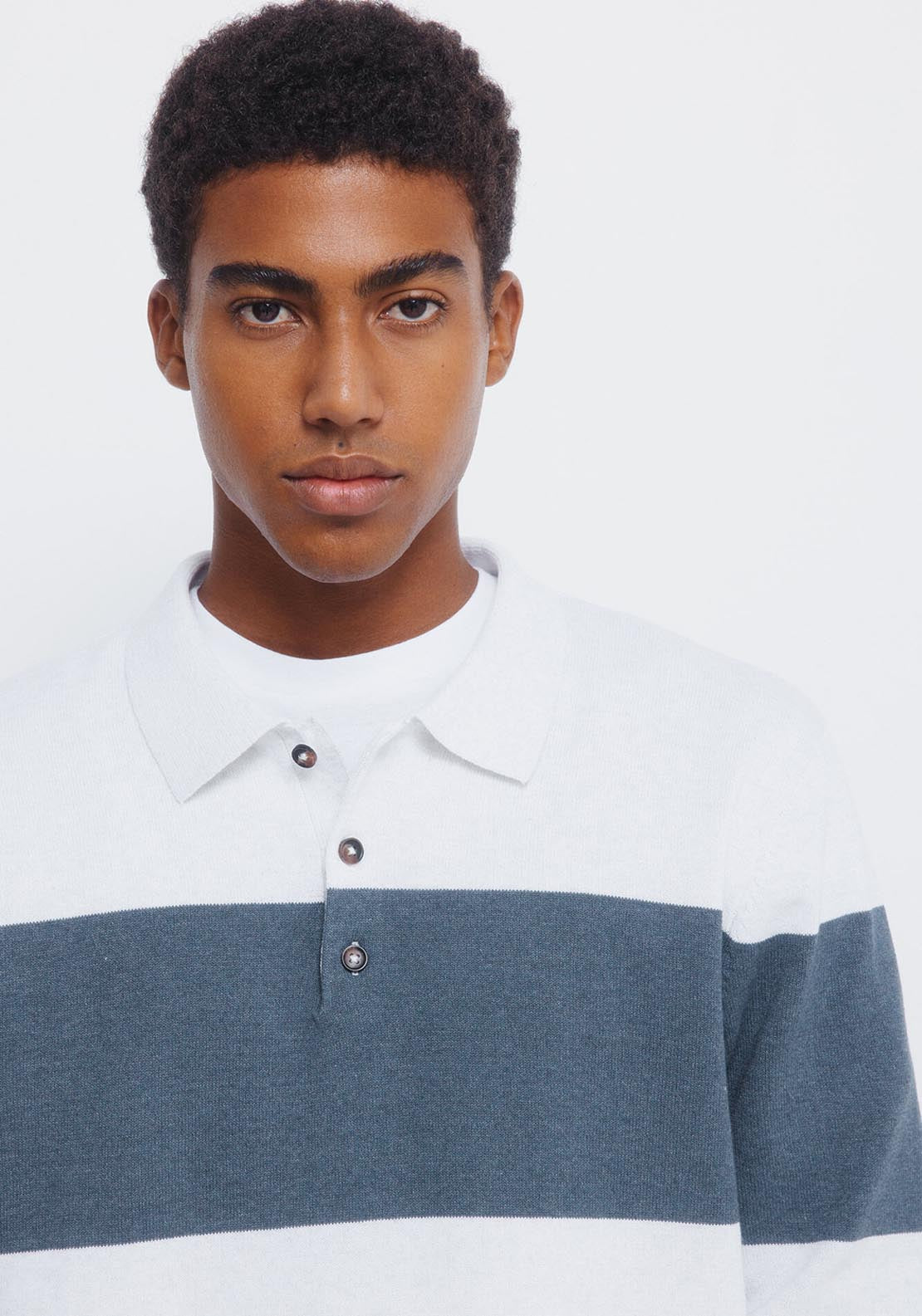 Polo Block Stripe Jumper - Beige