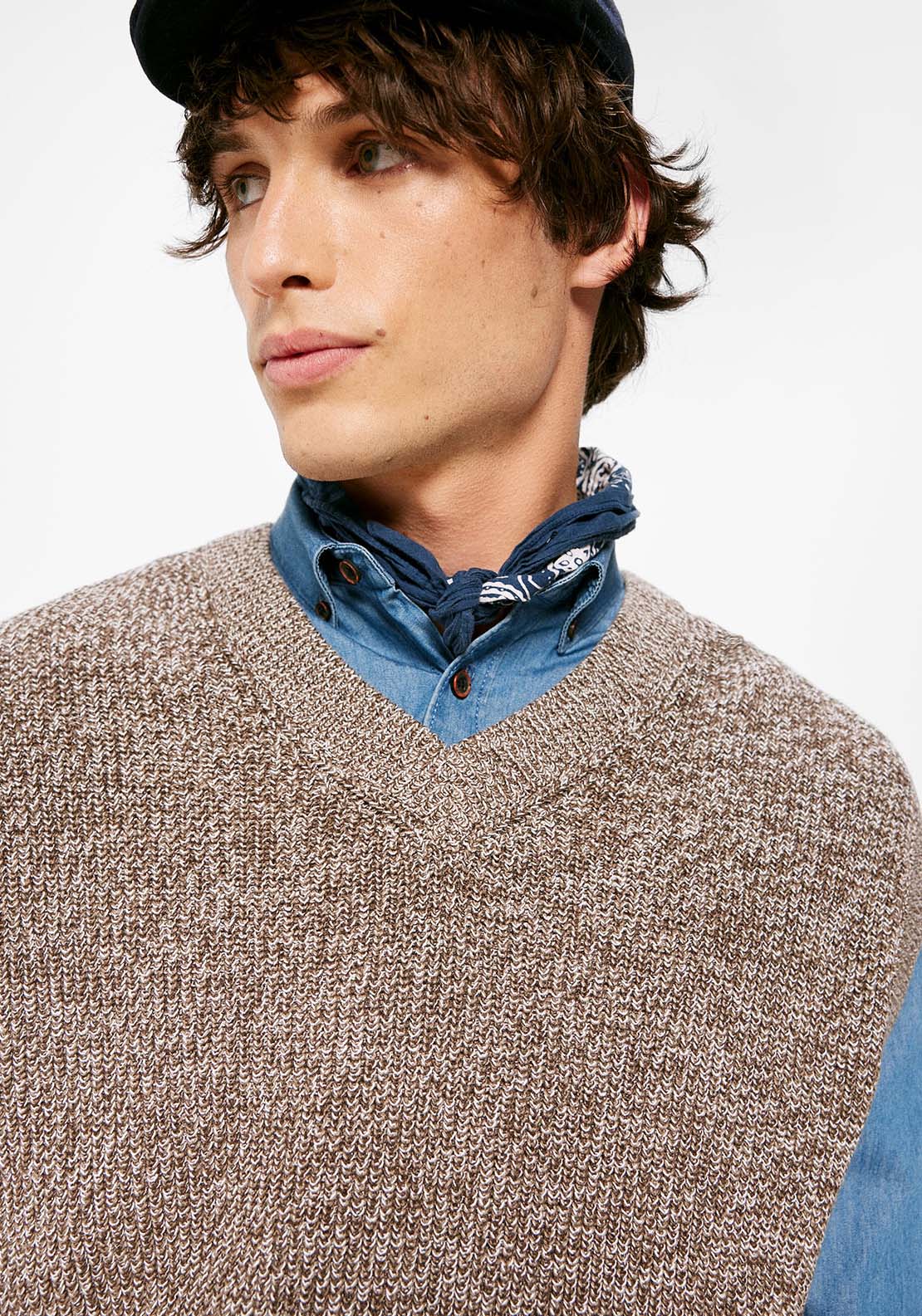 Springfield Short Sleeve Plain Cotton Knit - Brown 3 Shaws Department Stores