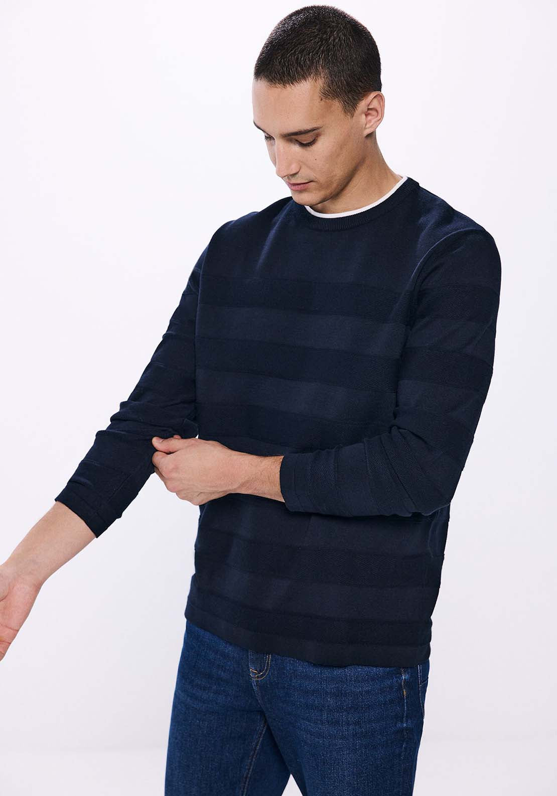 Springfield Double collar jumper - Navy 3 Shaws Department Stores