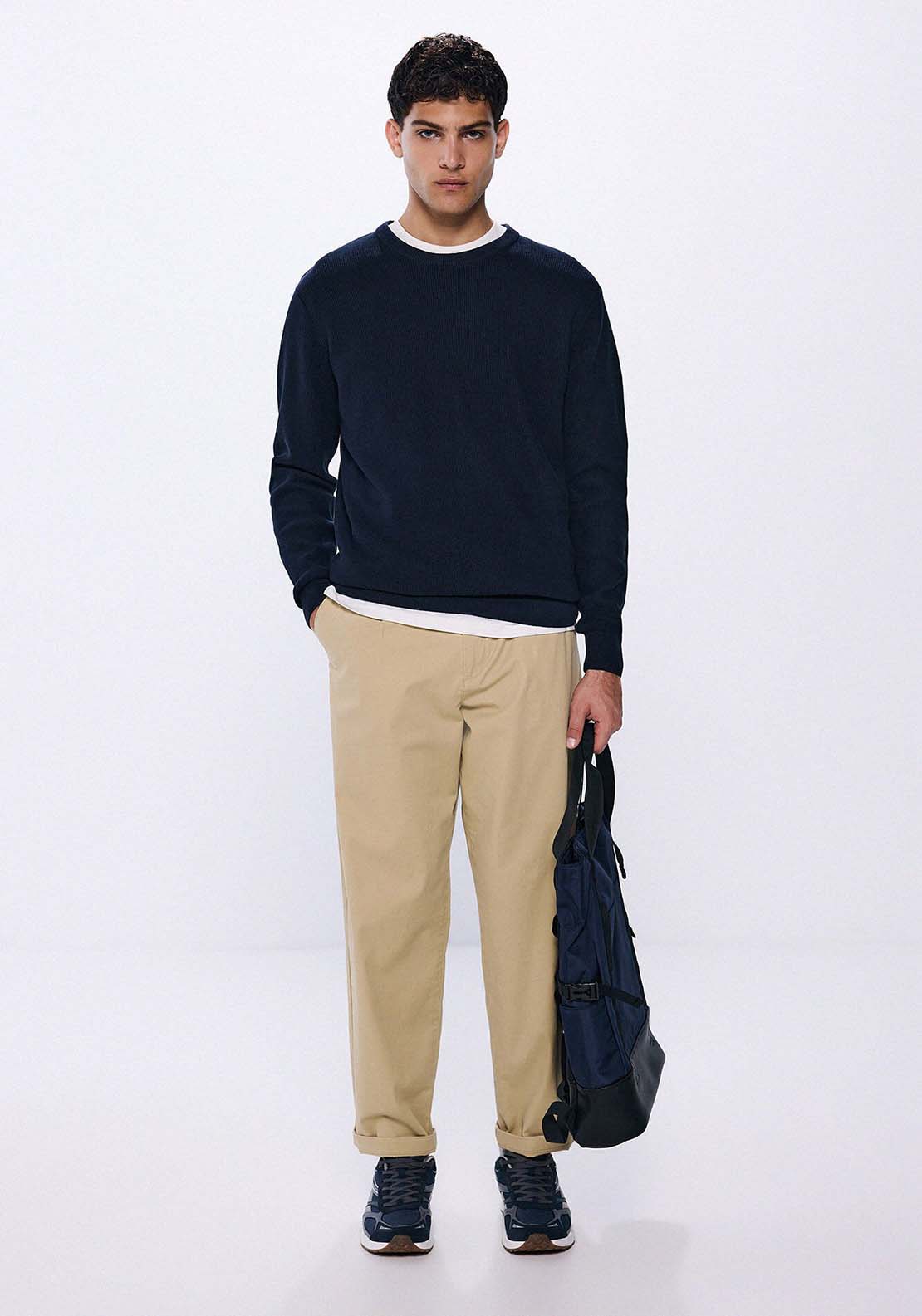 Springfield Round Neck Jumper - Navy 1 Shaws Department Stores