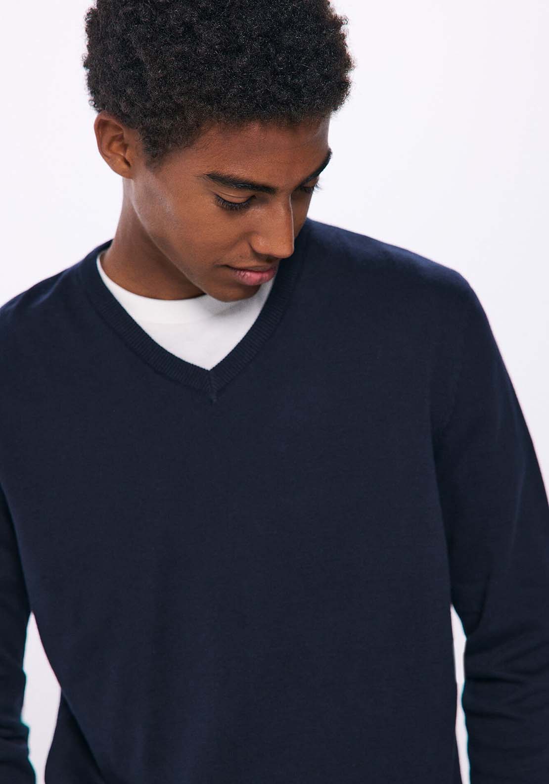 Springfield Essential V-neck jumper - Navy 3 Shaws Department Stores
