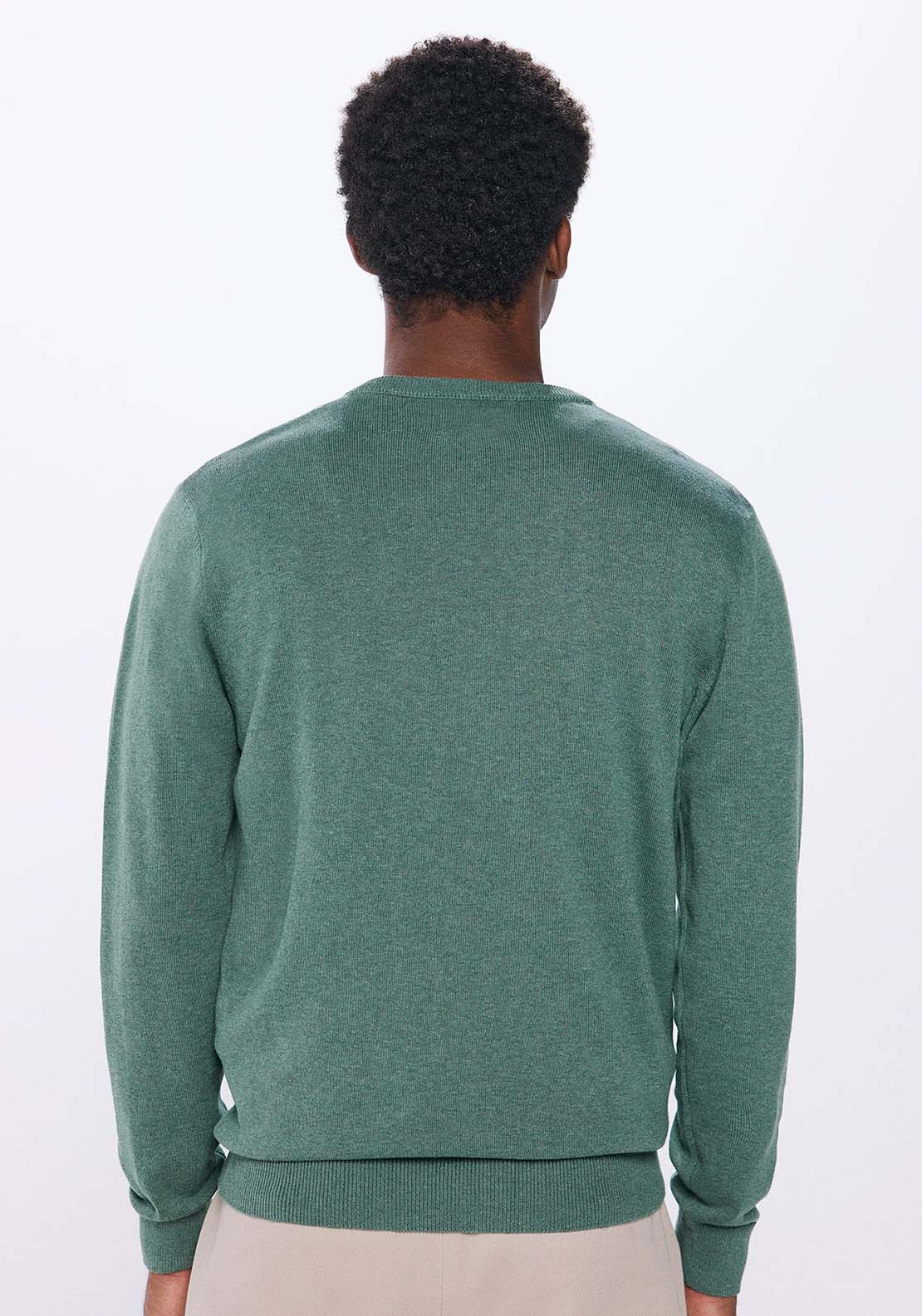 Springfield Essential V-neck jumper - Green 2 Shaws Department Stores