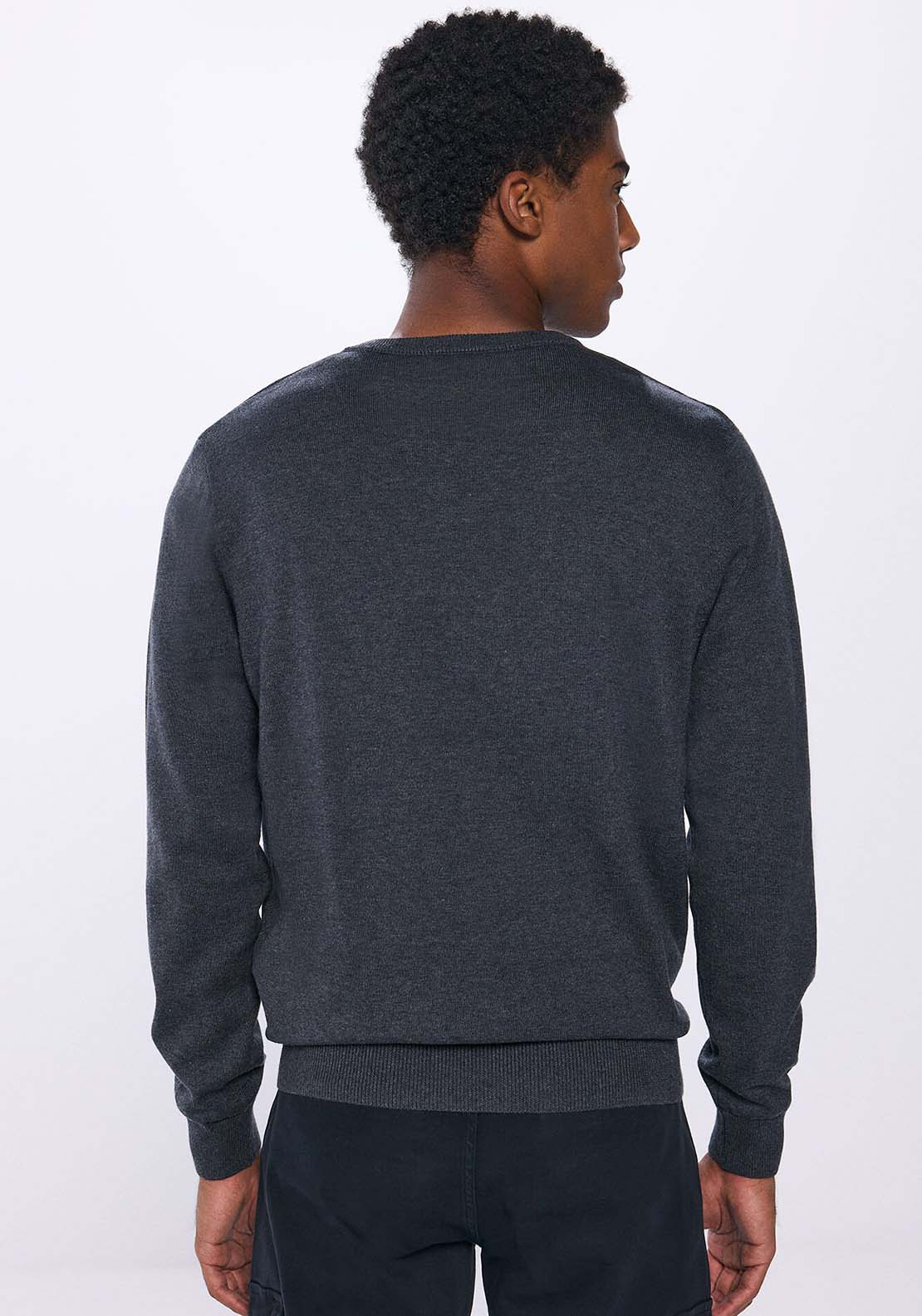 Springfield Essential V-neck jumper - Grey 3 Shaws Department Stores