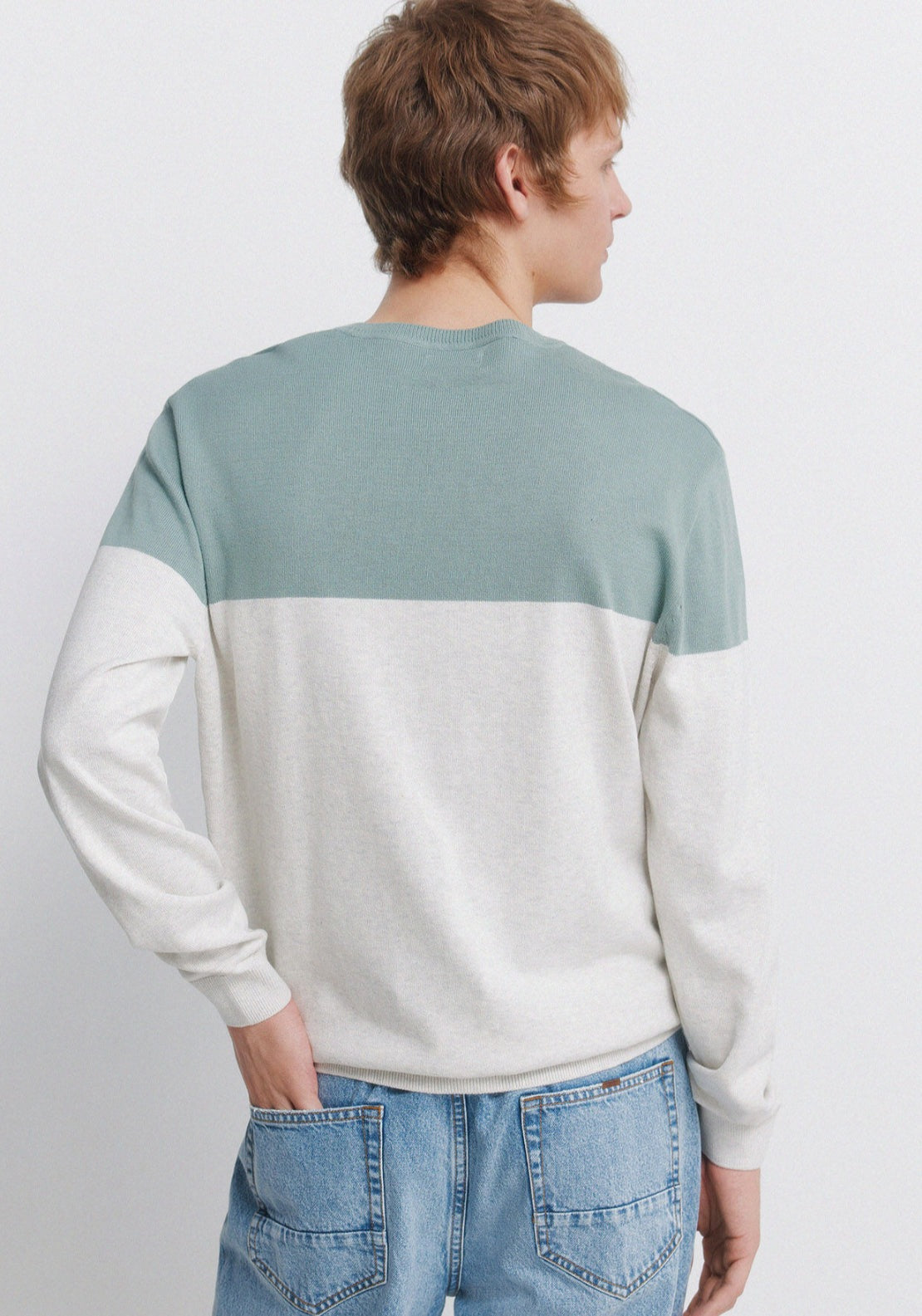 Colour Block Basic Jumper - Grey / Silver