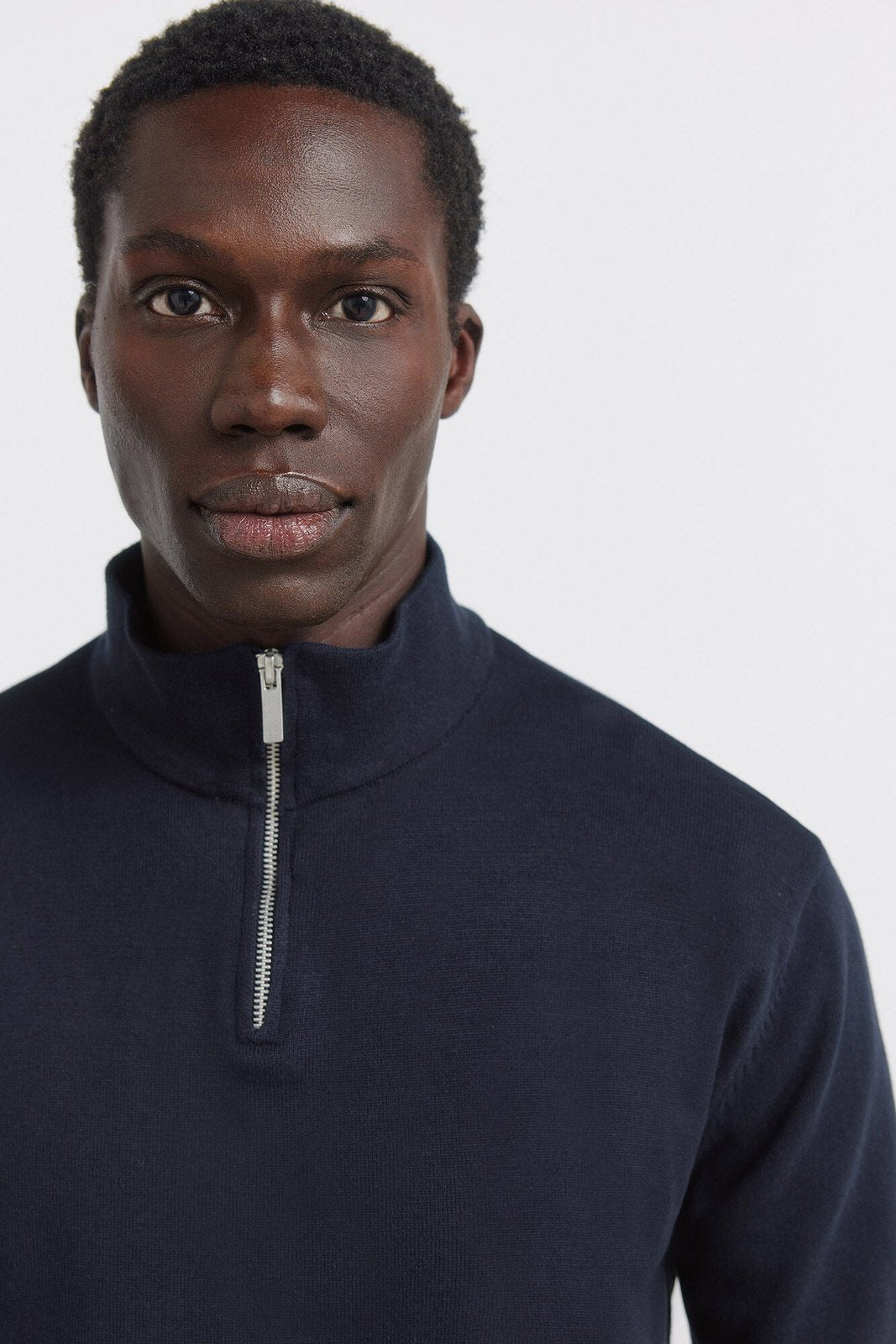 Basic 1/4 Zip Knit - Blue