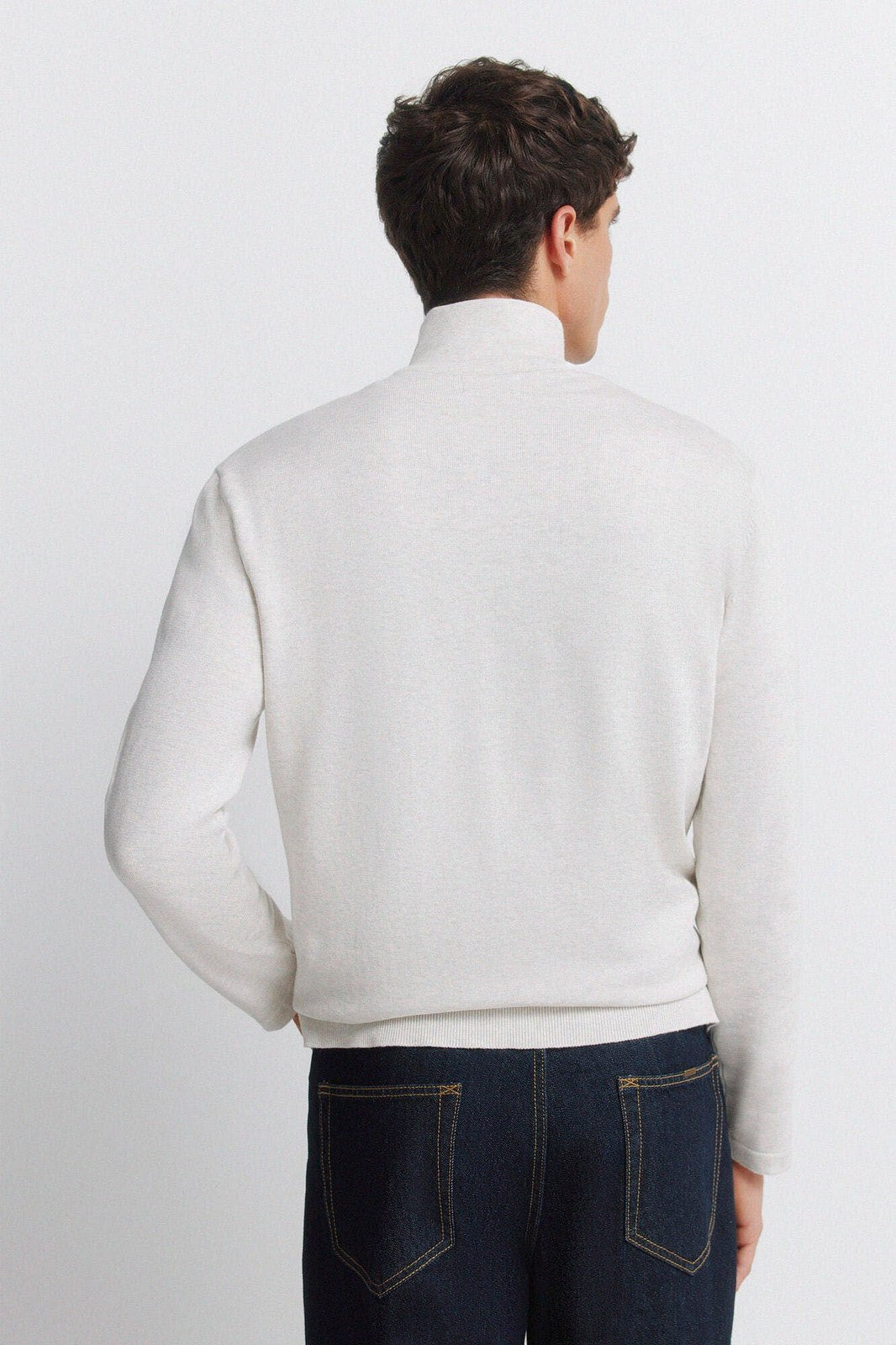 Basic 1/4 Zip Knit - Beige