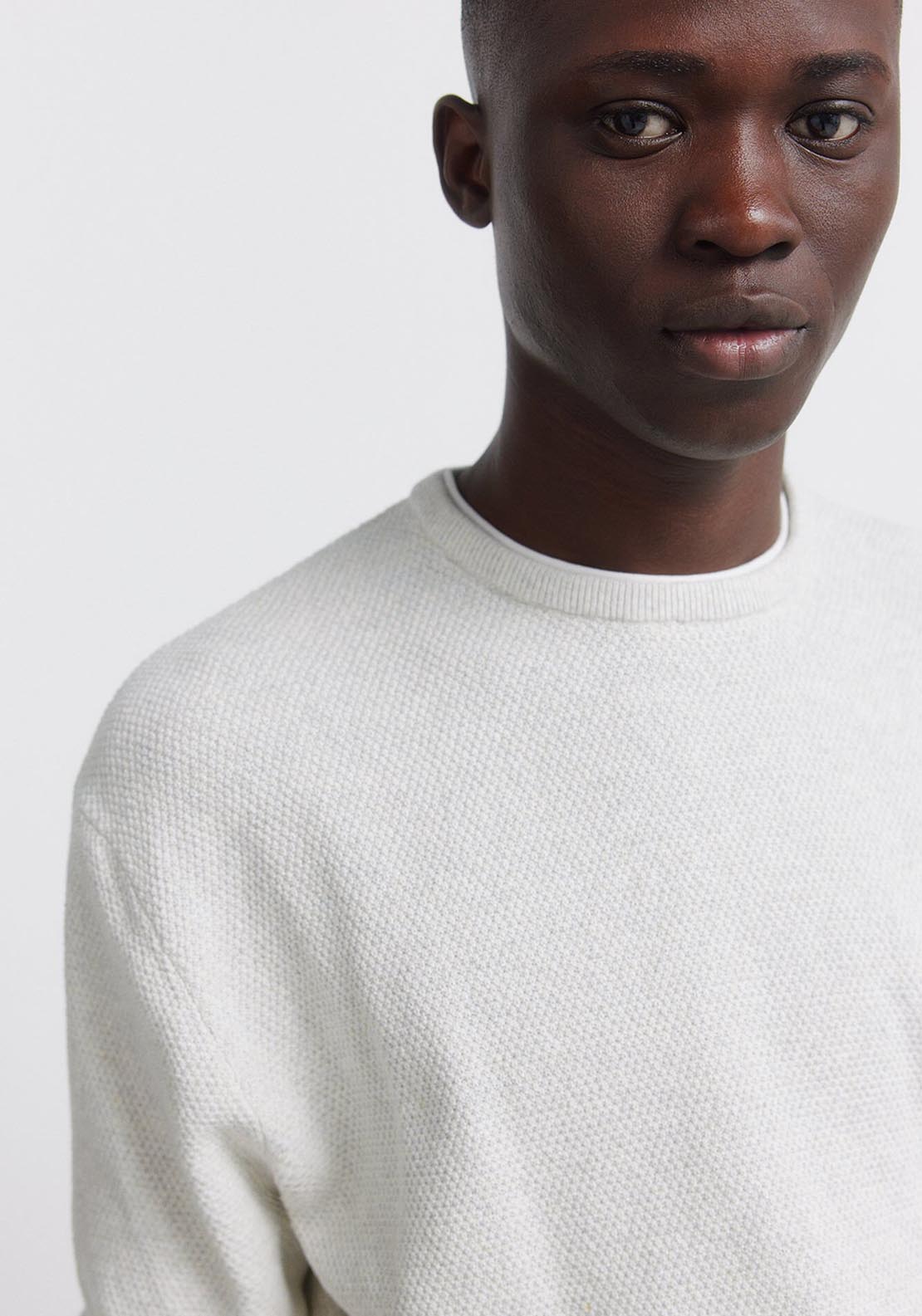 Double Knit Crew Neck Jumper - Grey / Silver