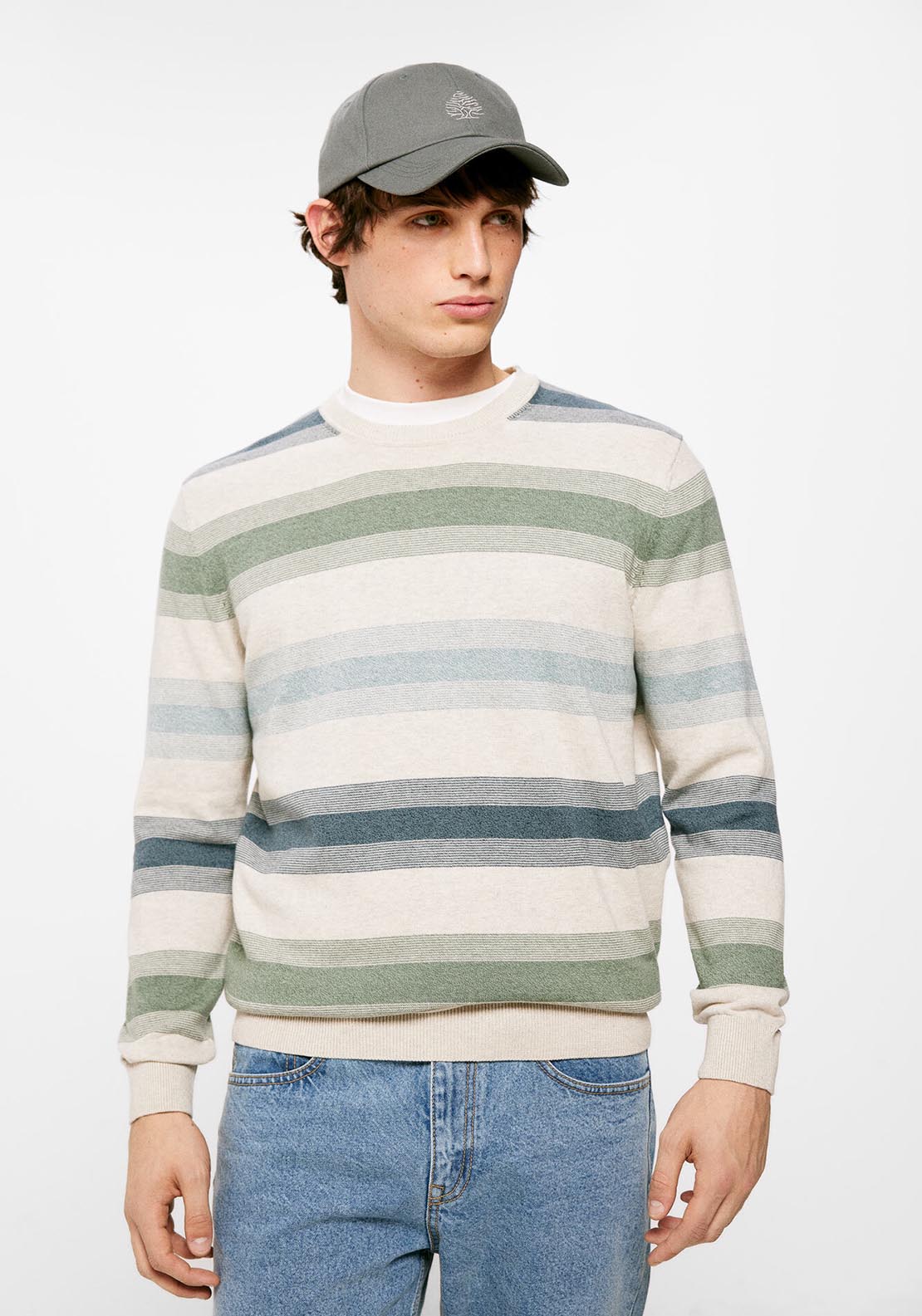 Springfield Fine Wool Stripe Knit - Green 1 Shaws Department Stores