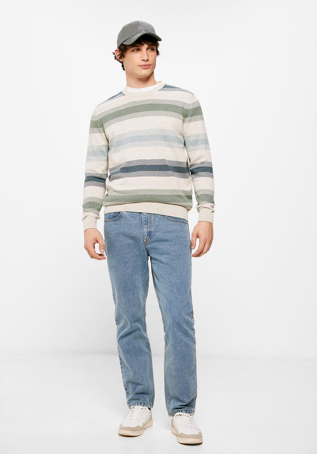 Springfield Fine Wool Stripe Knit - Green 4 Shaws Department Stores