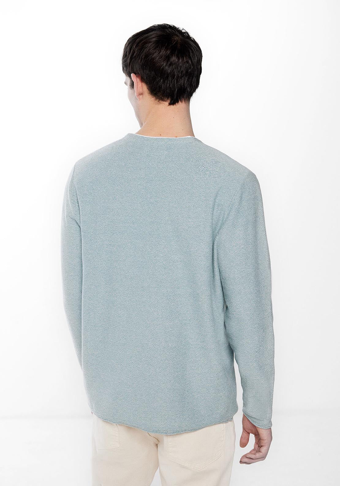 Springfield Contrast collar textured jumper - Green 2 Shaws Department Stores