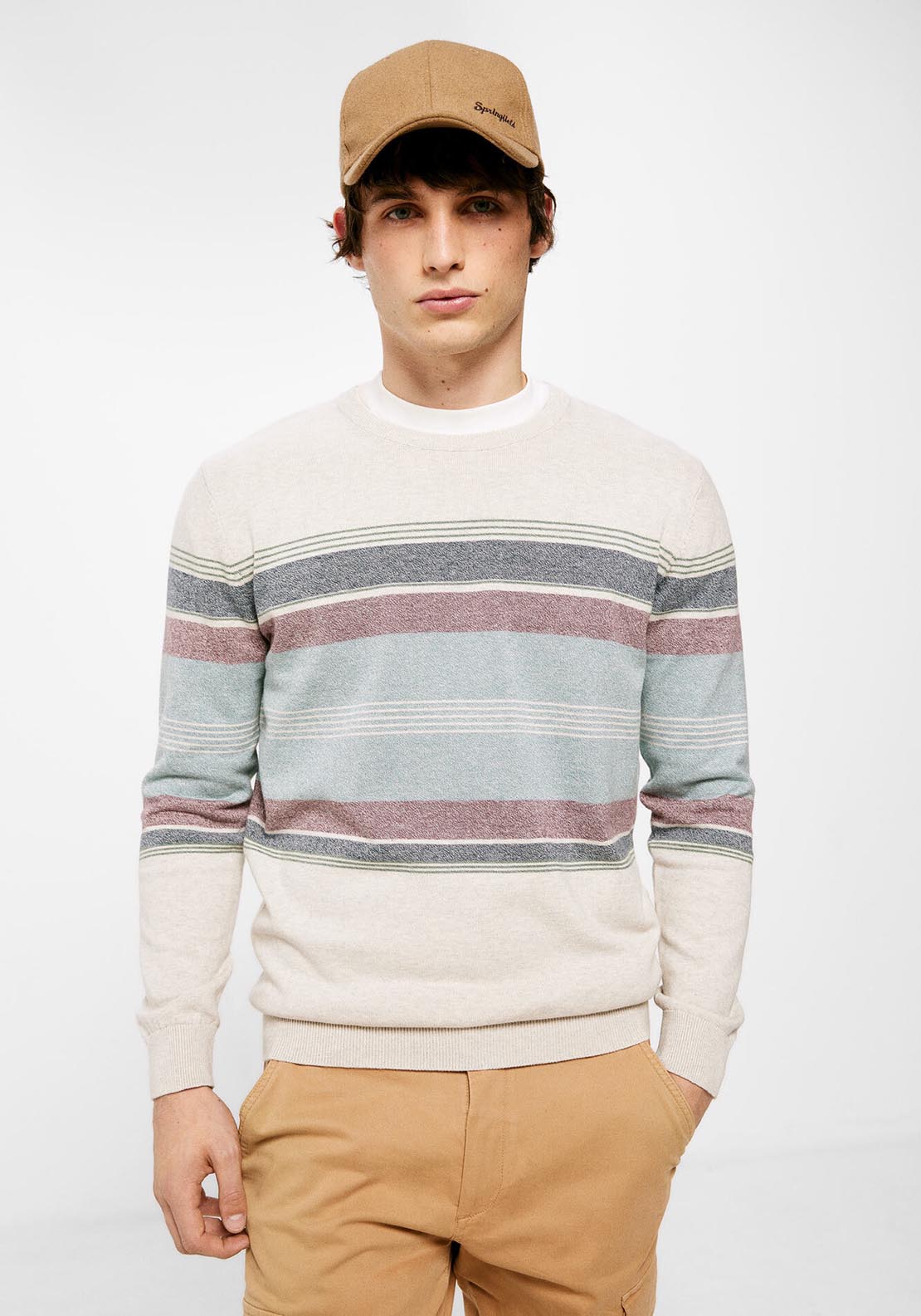 Springfield Fine Wool Stripe Knit - Grey / Silver 1 Shaws Department Stores