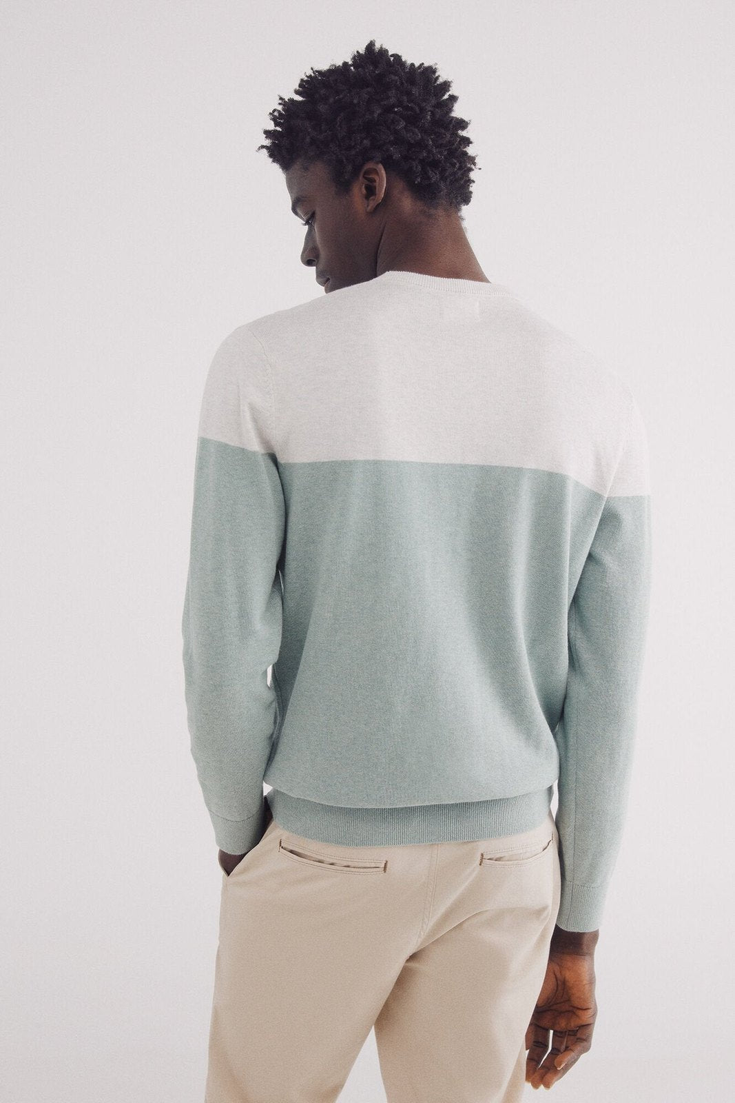 Springfield Basic color block sweater - Green 6 Shaws Department Stores