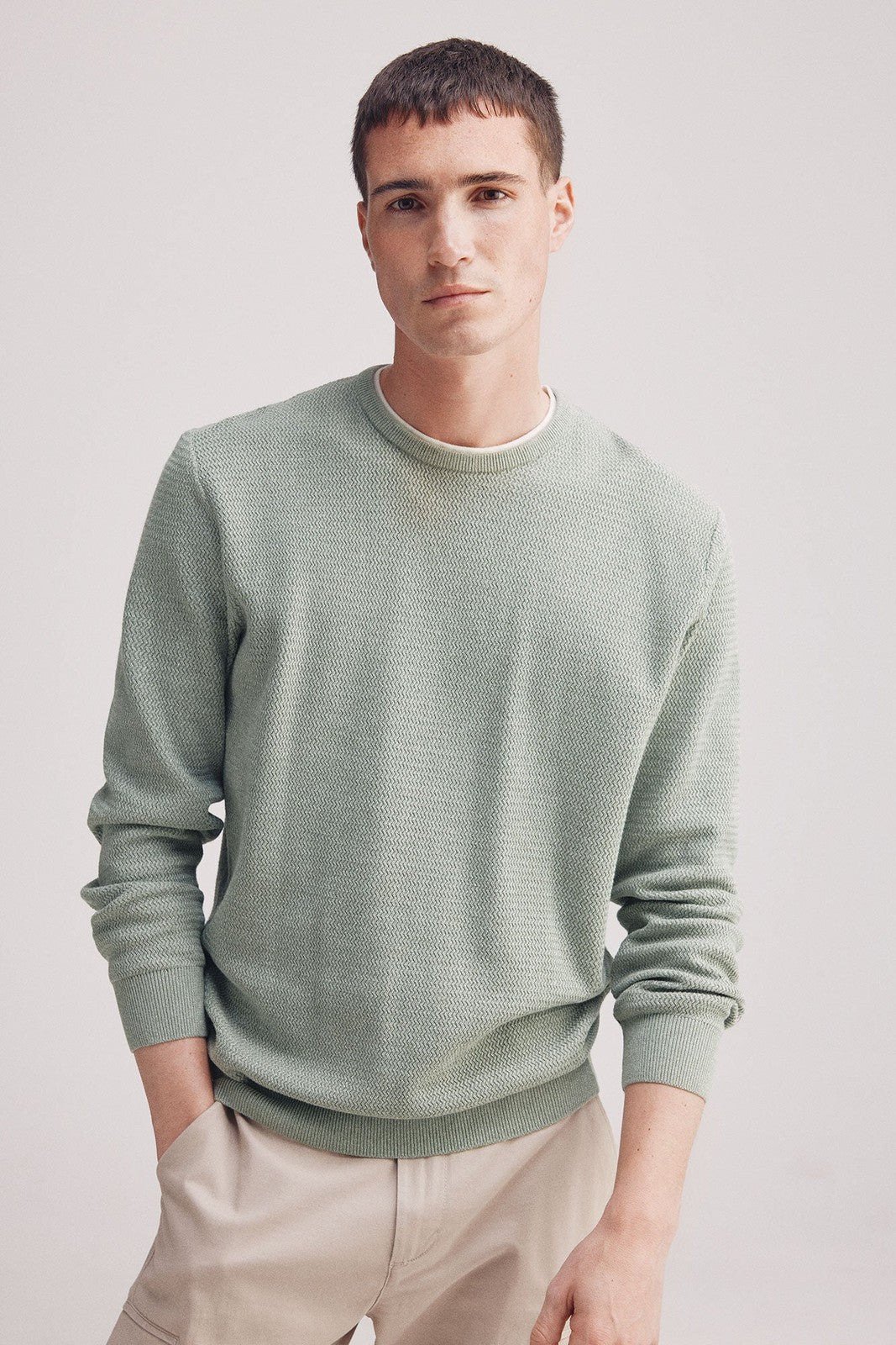 Springfield plain structured jersey - Green 1 Shaws Department Stores
