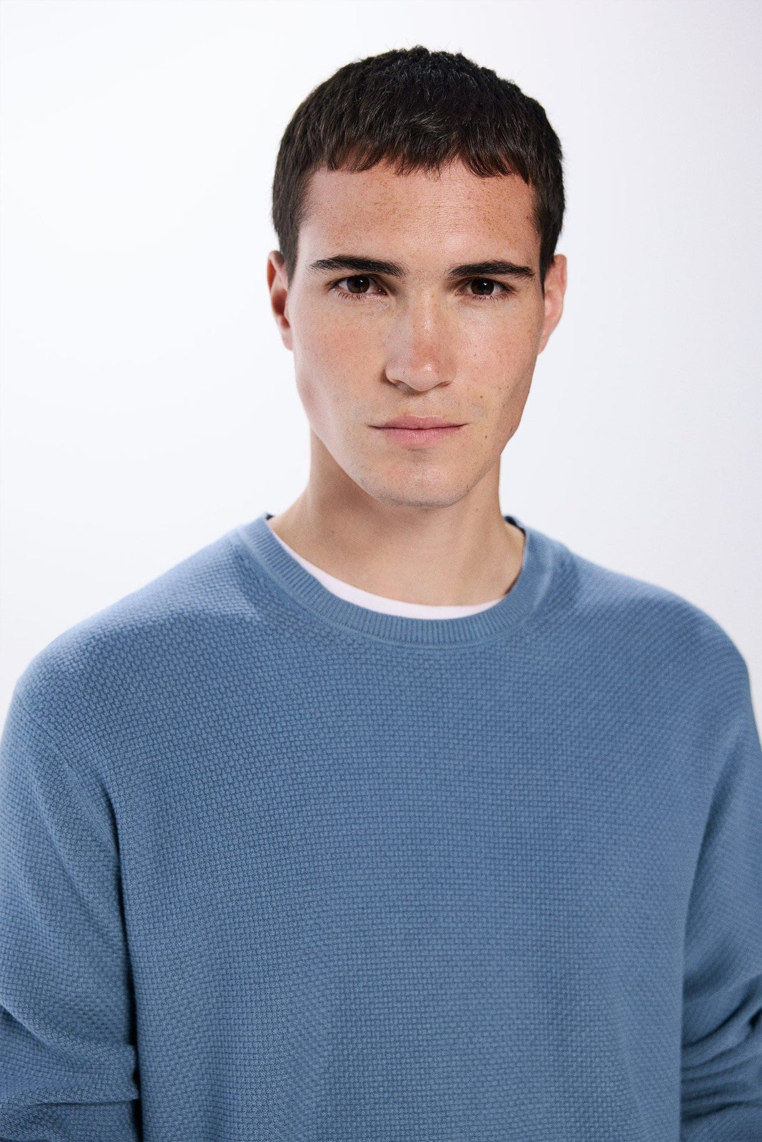 Springfield Textured jumper - Blue 2 Shaws Department Stores