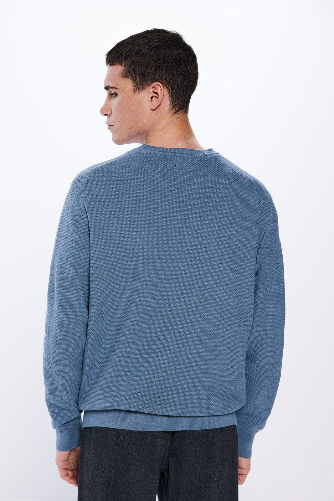 Springfield Textured jumper - Blue 3 Shaws Department Stores