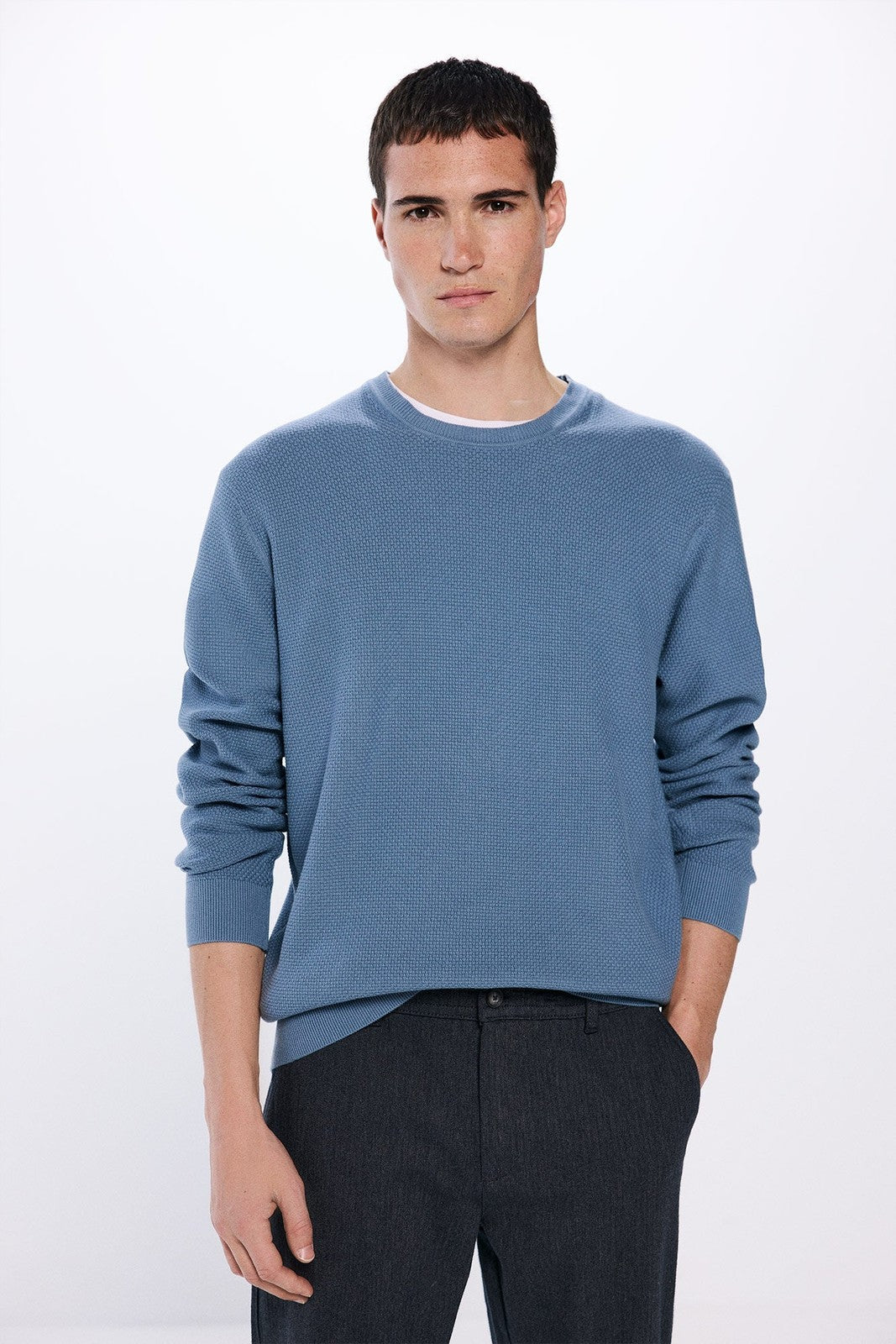 Springfield Textured jumper - Blue 5 Shaws Department Stores