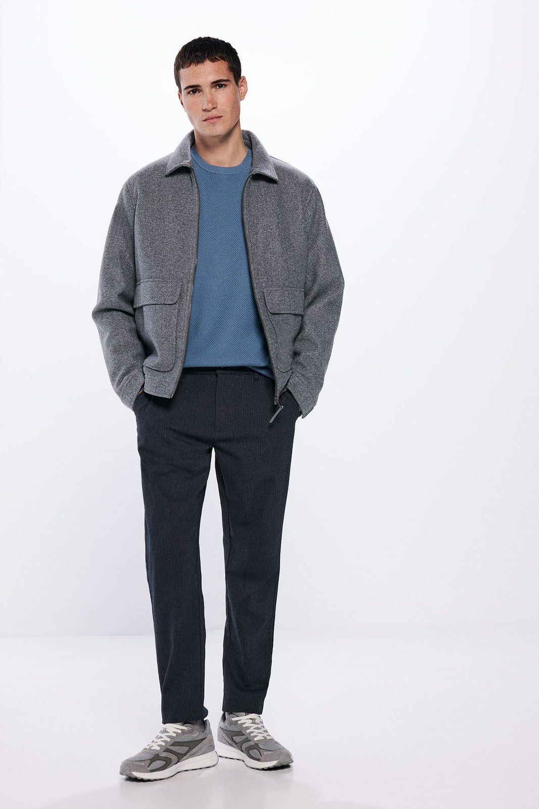 Springfield Textured jumper - Blue 8 Shaws Department Stores