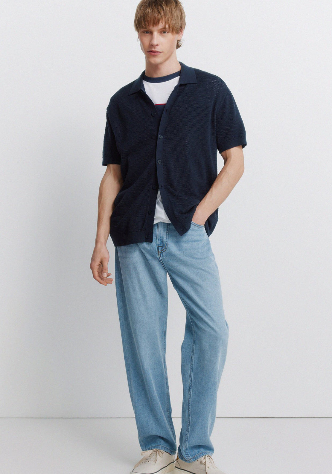 Link Structure Cardigan - Navy