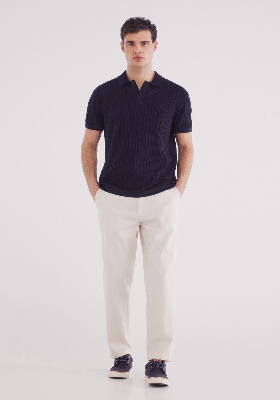 Springfield Short Sleeve Jumper With A Polo Shirt-Style Neck - Navy 4 Shaws Department Stores