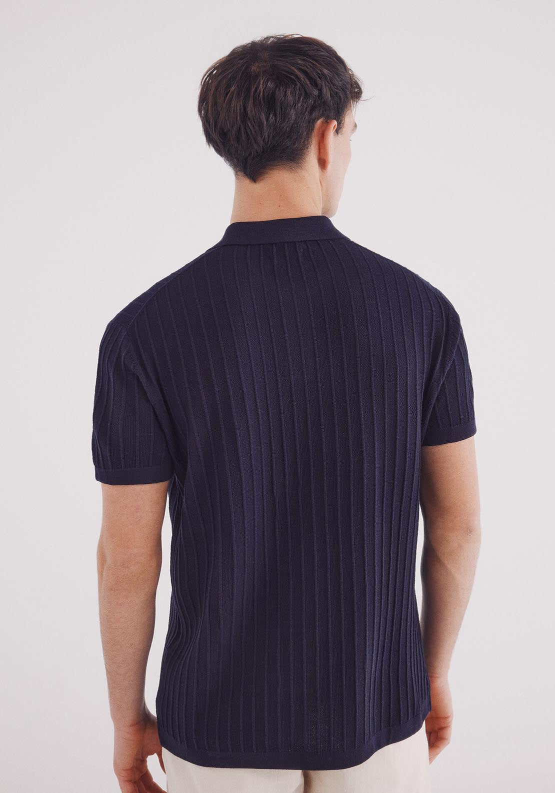 Springfield Short Sleeve Jumper With A Polo Shirt-Style Neck - Navy 2 Shaws Department Stores