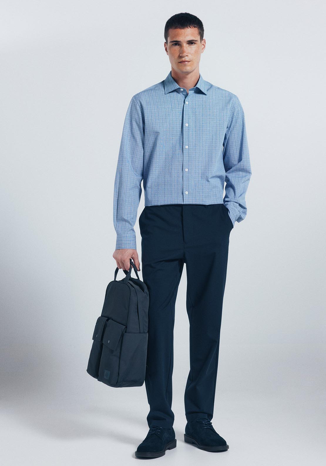 Checked Poplin Shirt - Blue