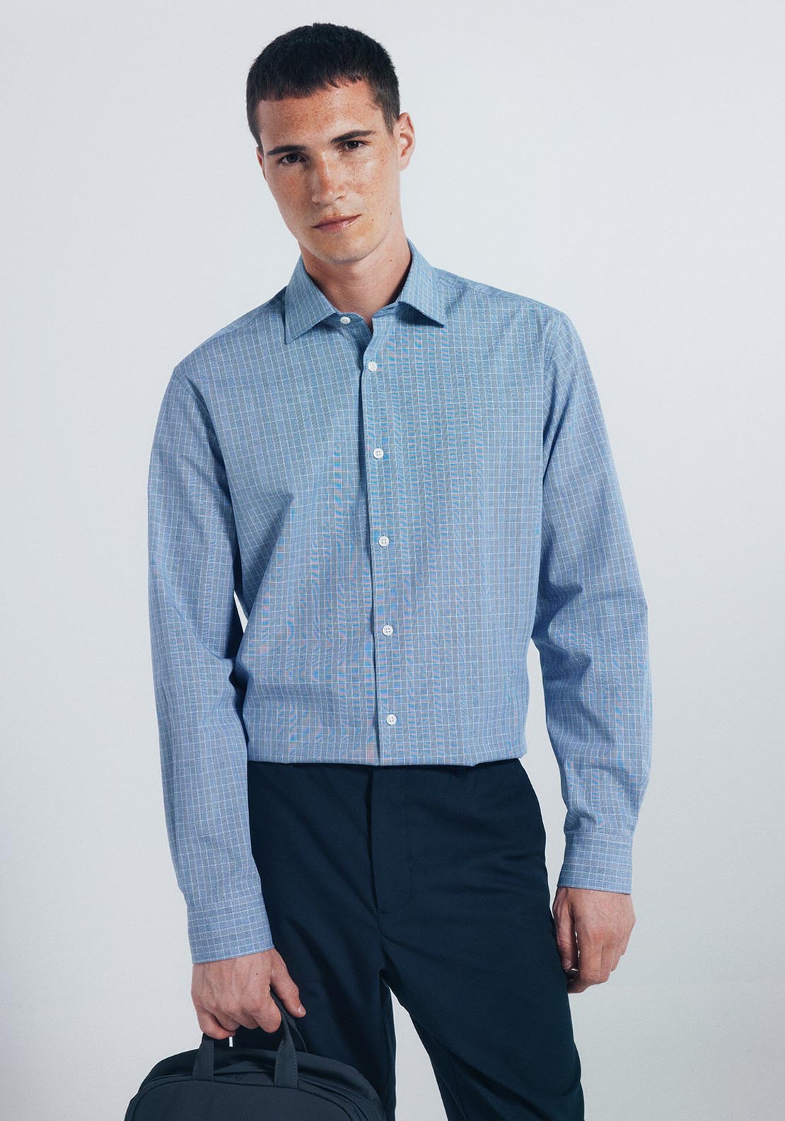 Checked Poplin Shirt - Blue