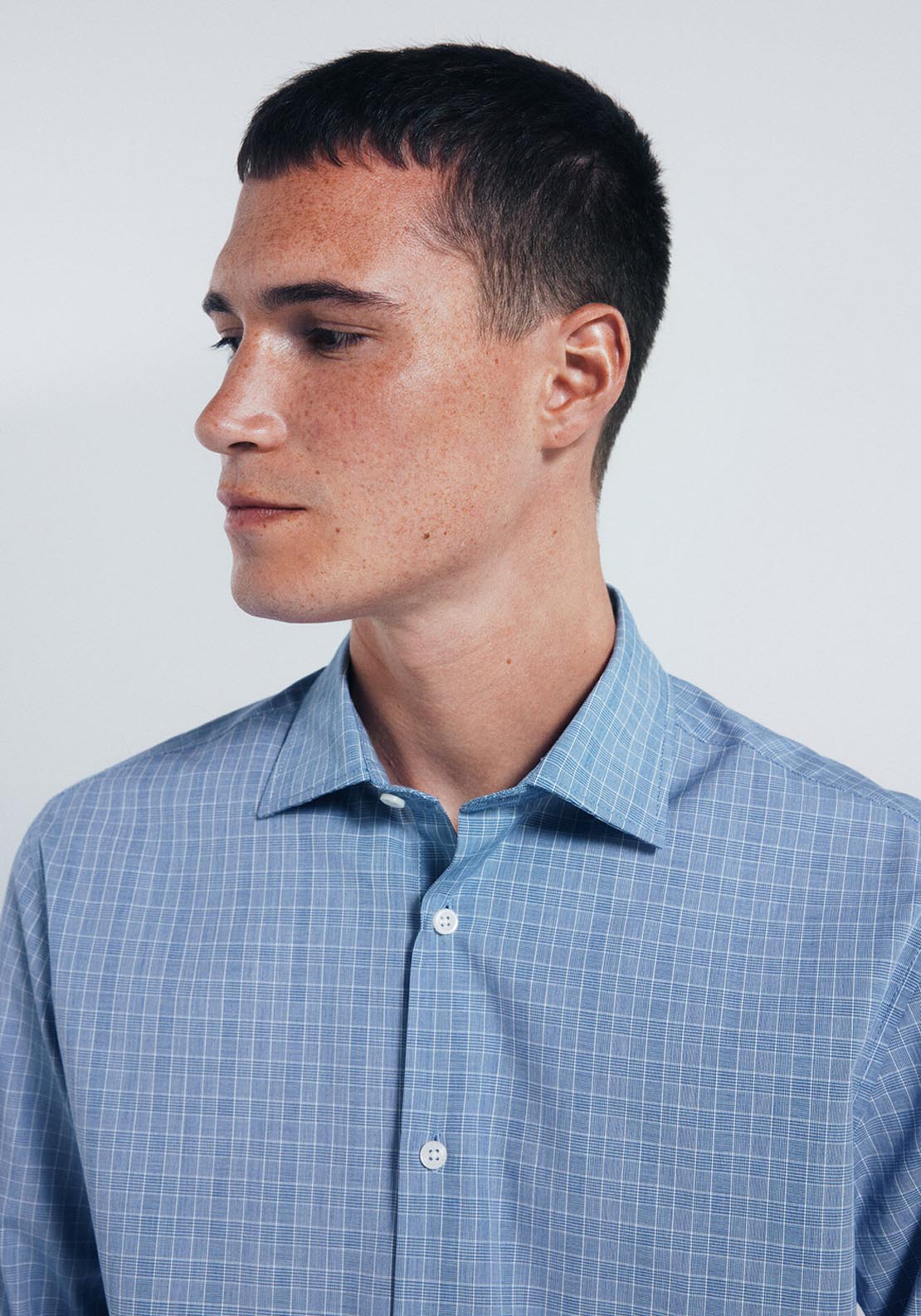 Checked Poplin Shirt - Blue