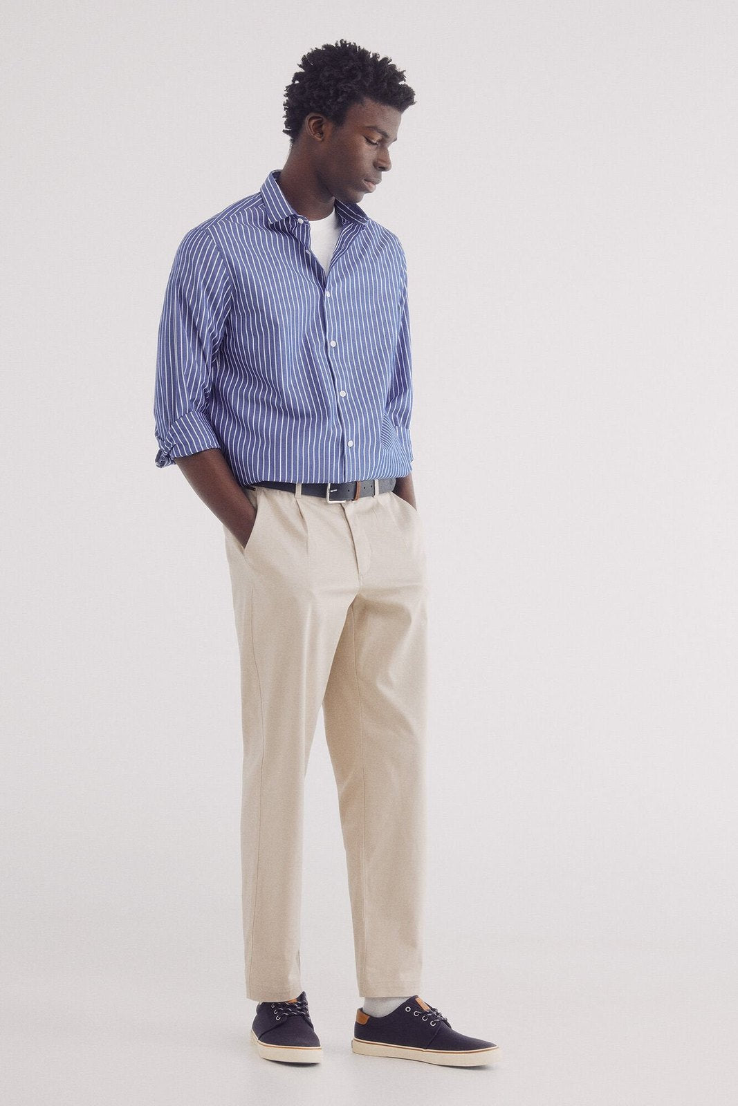 Springfield striped poplin dress shirt - Blue 5 Shaws Department Stores