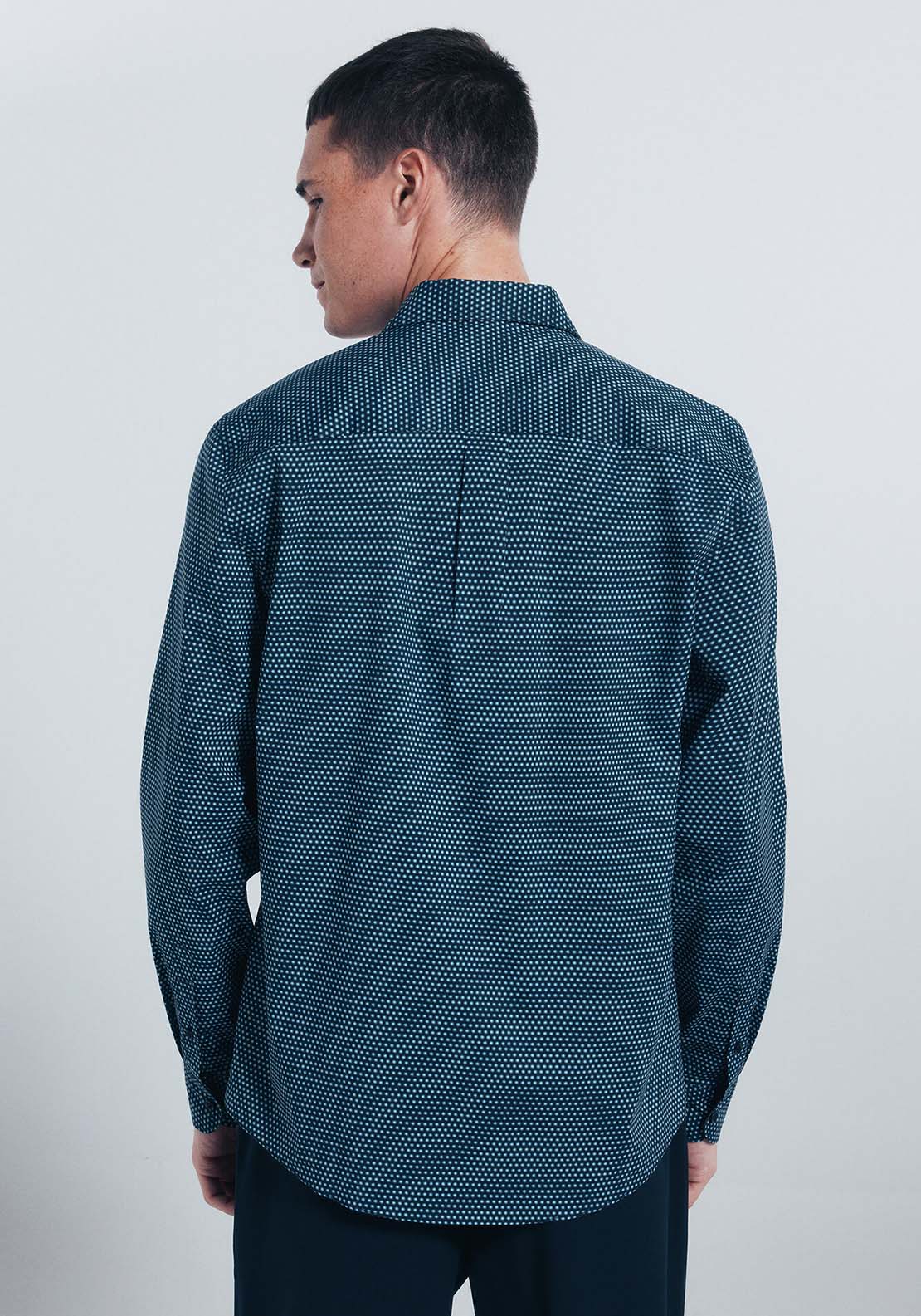 Micro Print Poplin Shirt - Blue