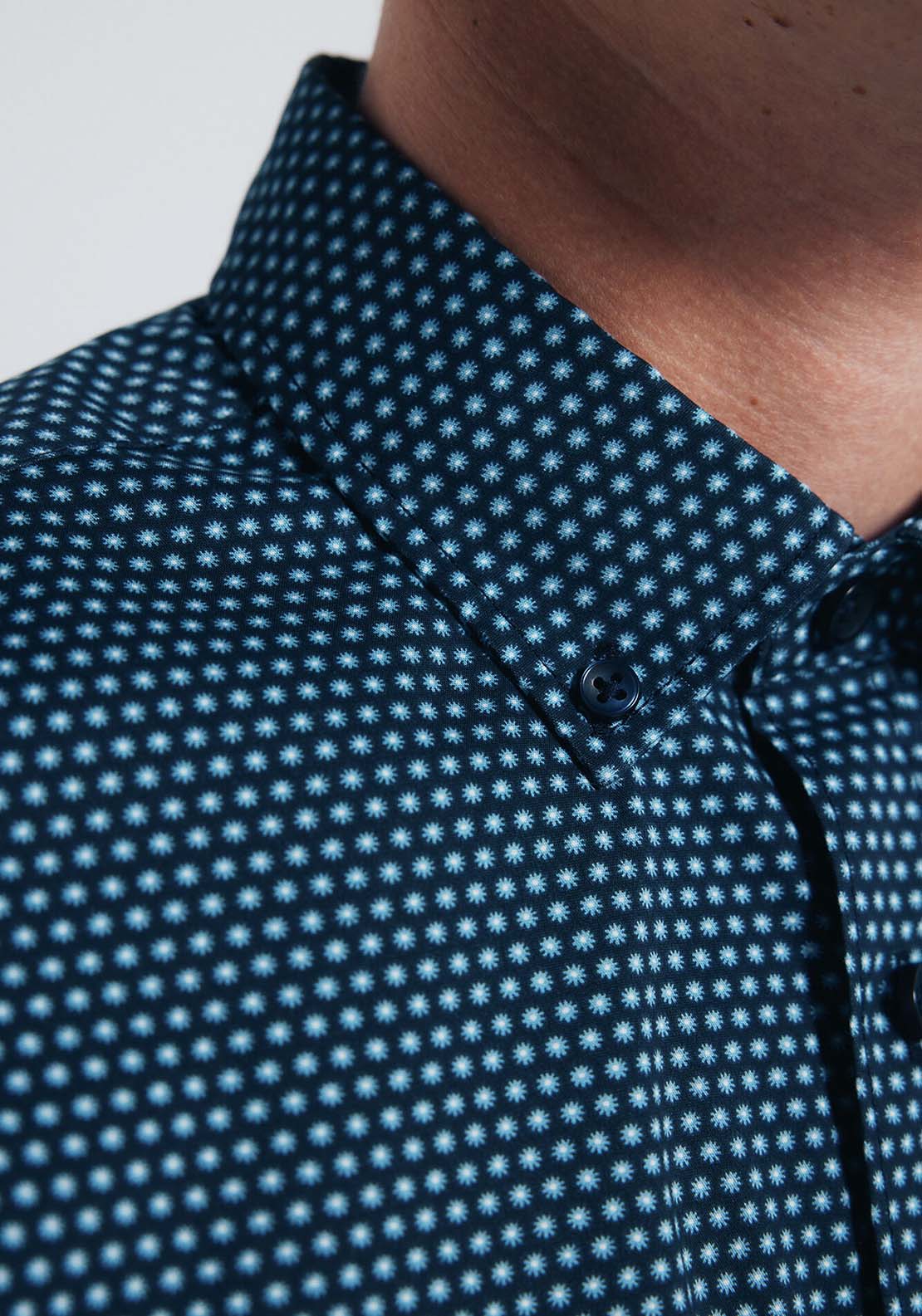 Micro Print Poplin Shirt - Blue