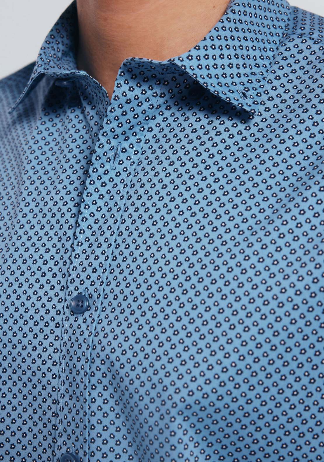 Micro Print Poplin Shirt - Blue