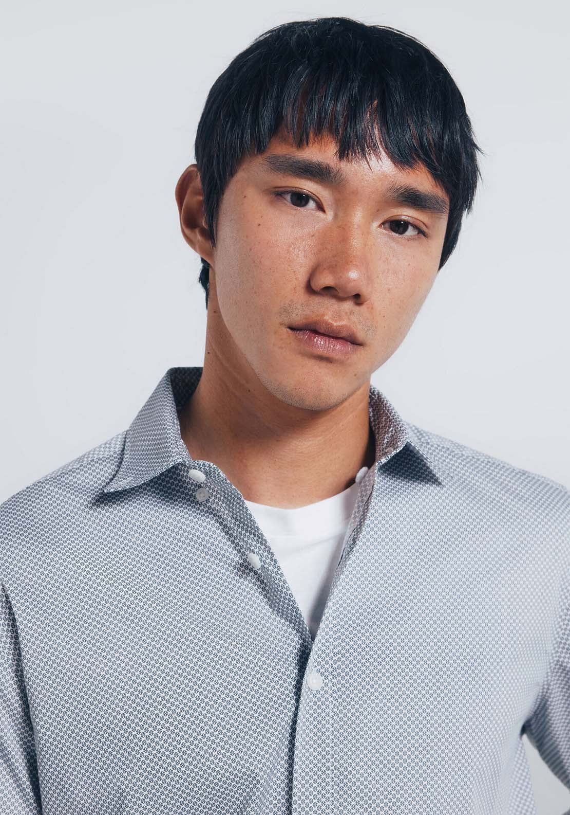 Micro Print Poplin Shirt - White