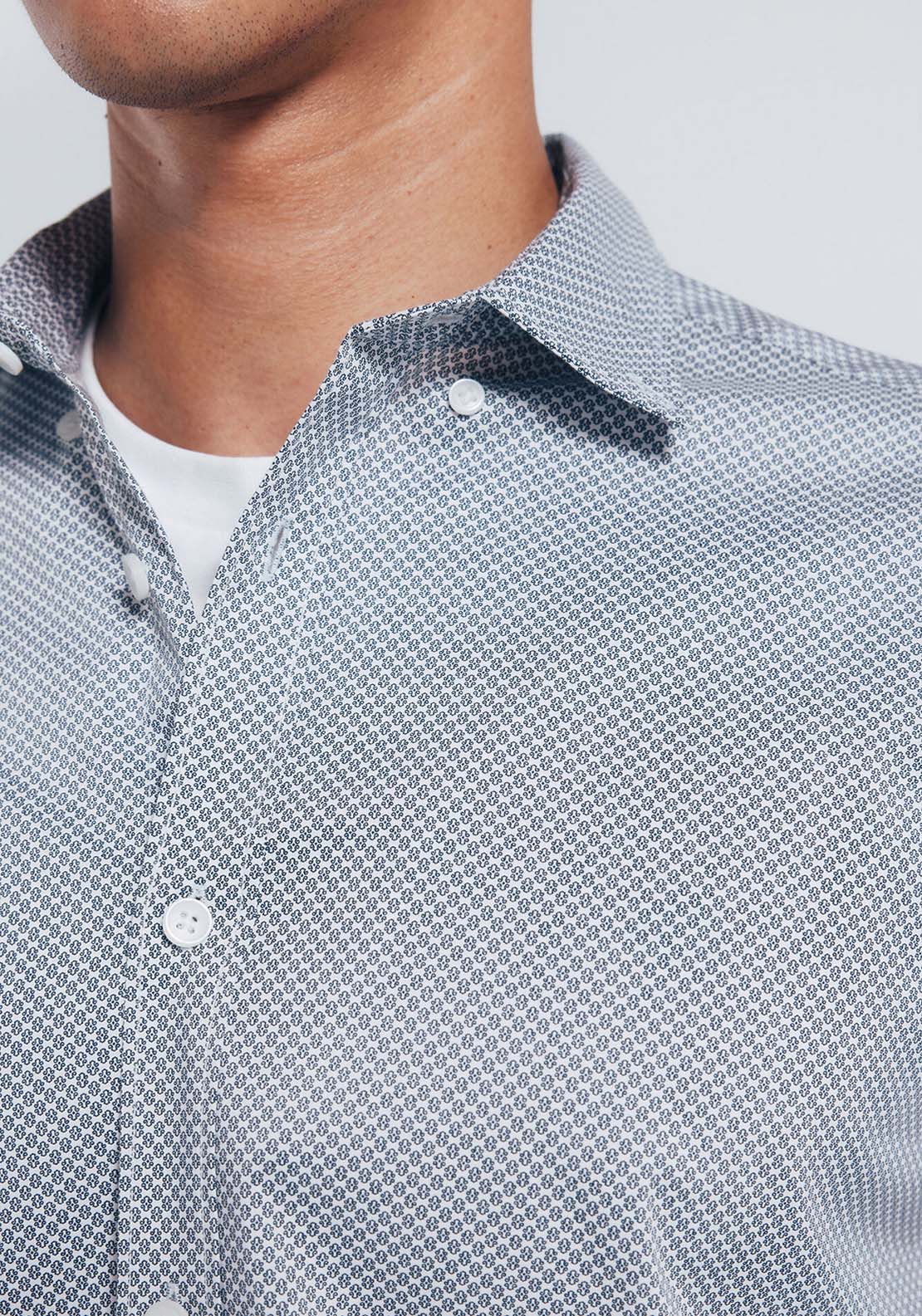 Micro Print Poplin Shirt - White